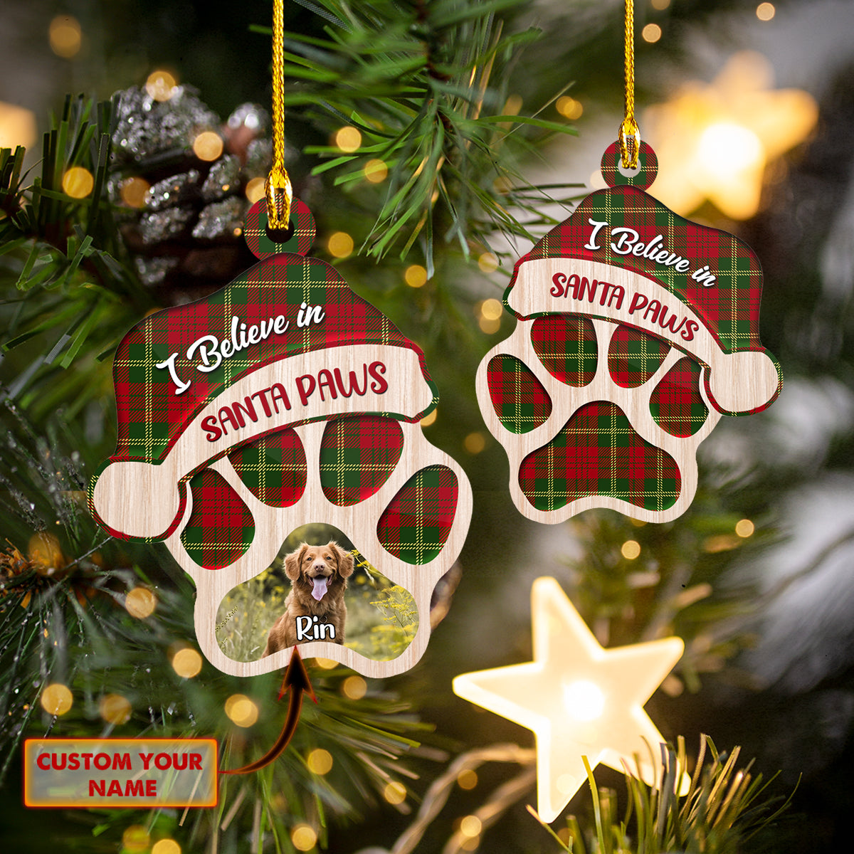 Dog Paws Custom Shaped Ornament