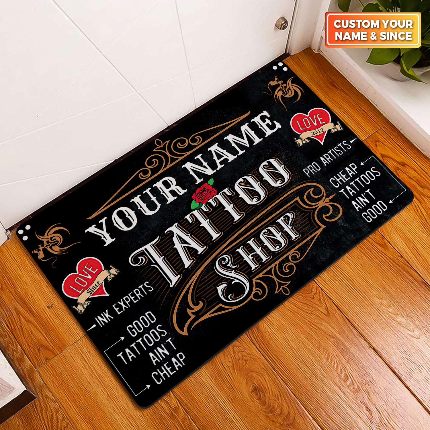 Tattoo Artist Shop Personalized Name & EST Year Doormat