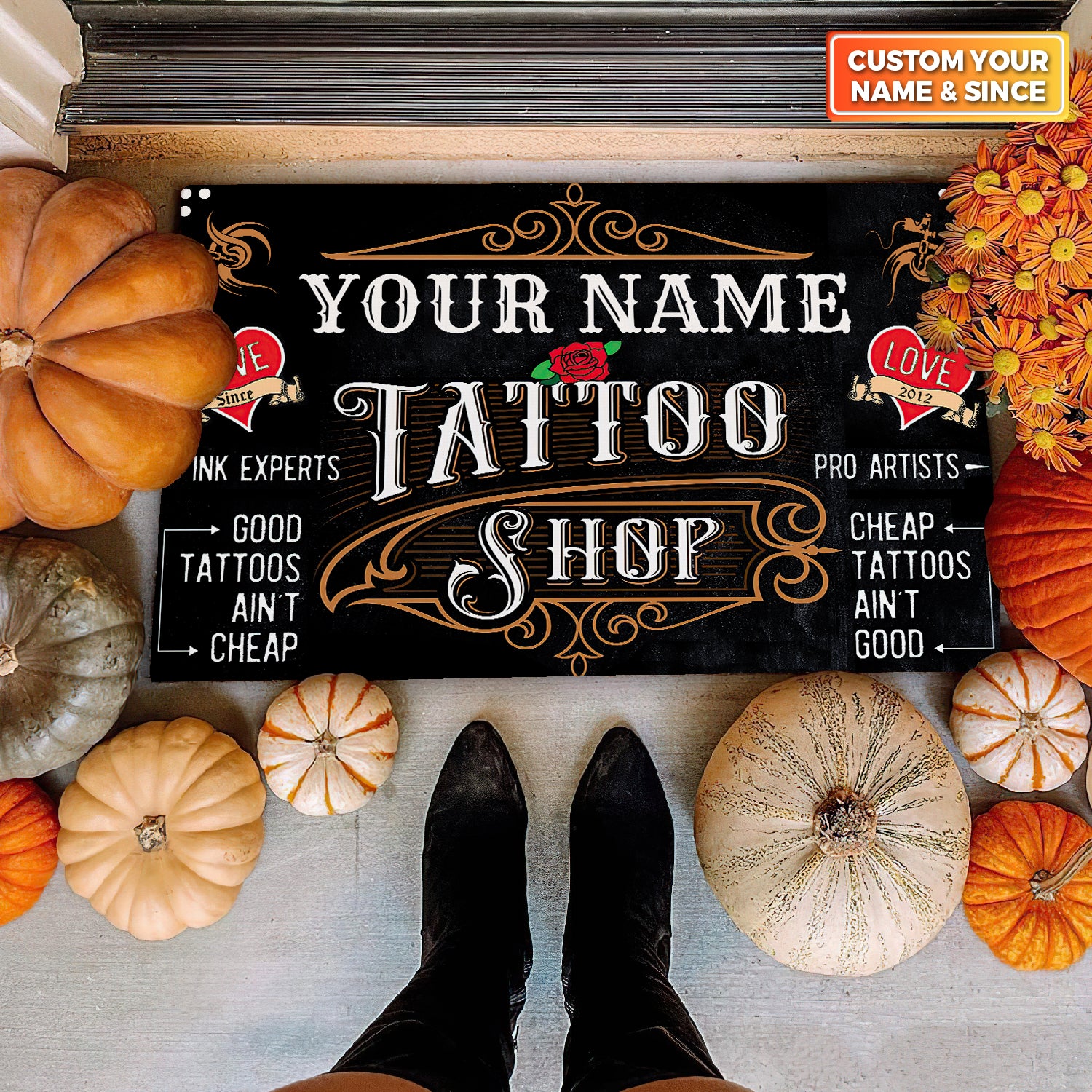 Tattoo Artist Shop Personalized Name & EST Year Doormat