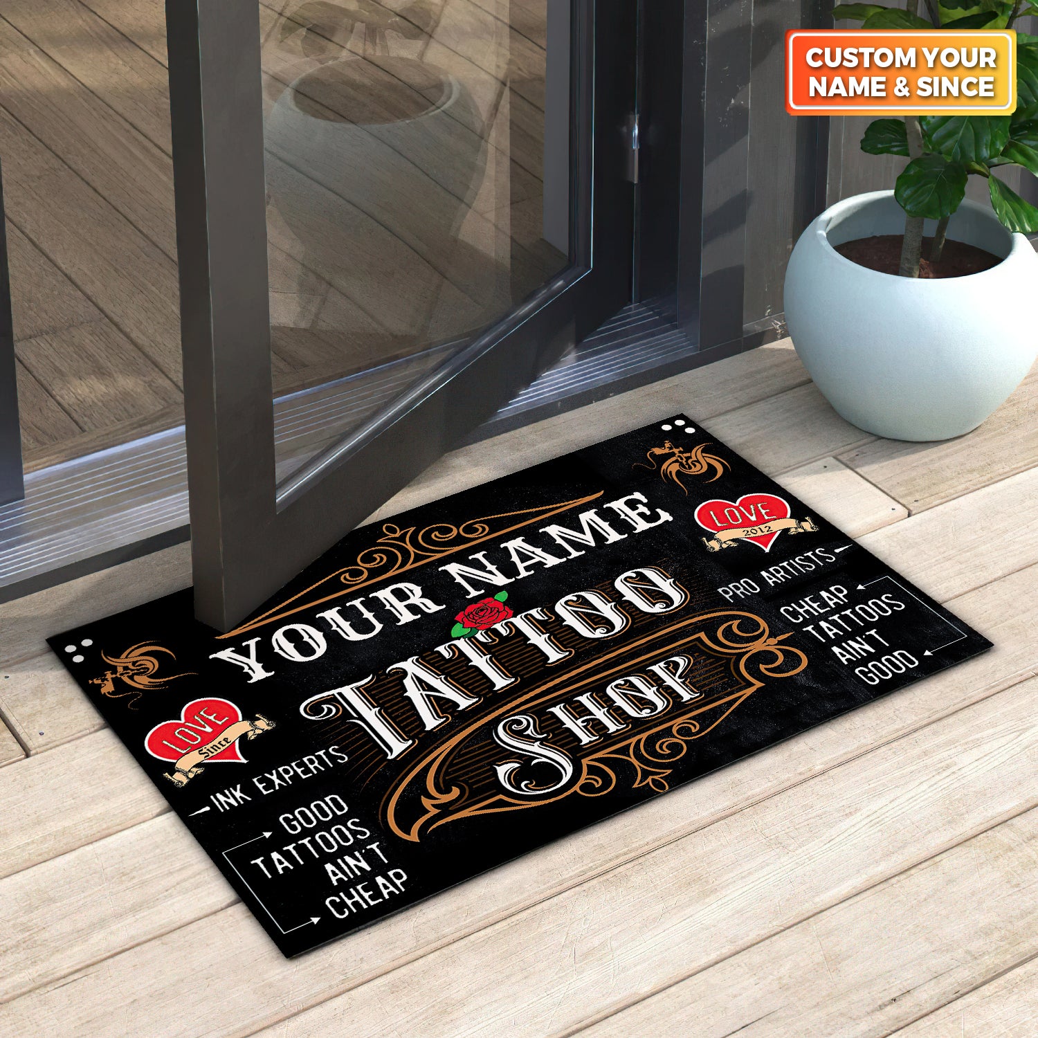 Tattoo Artist Shop Personalized Name & EST Year Doormat