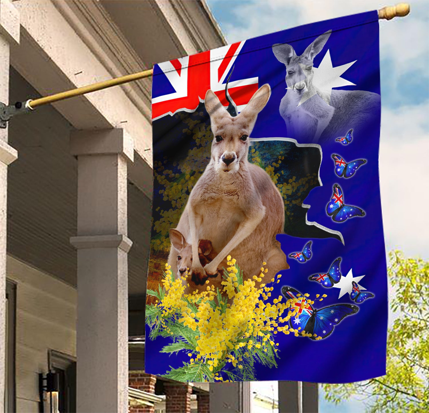 Kangaroo Australia, 1 January 3D Flag , Tad 3
