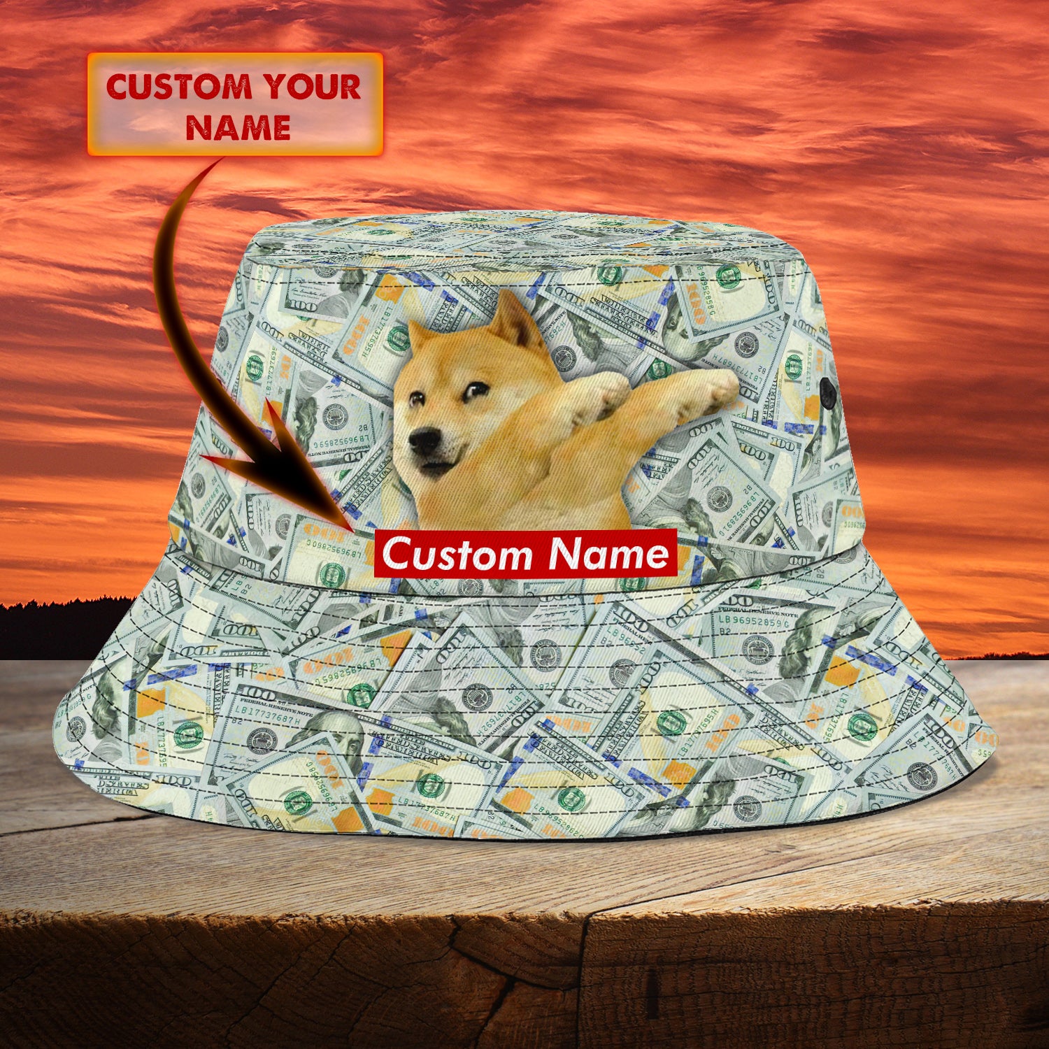 Doge Money - Custom Bucket Hat - Loop - H9h3-331