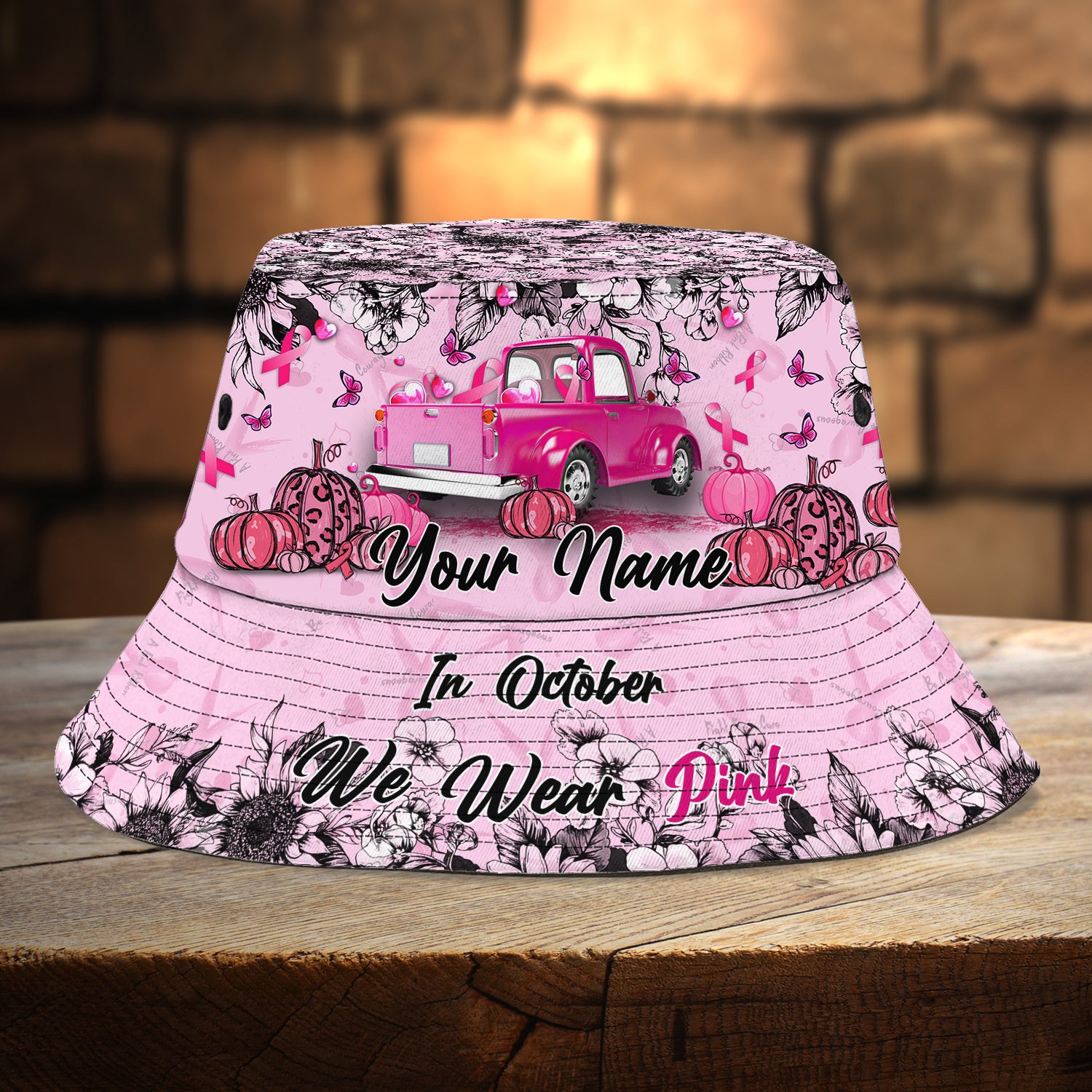 Custom Bucket Hat - Breast Cancer - HN95 - Light Pink Version