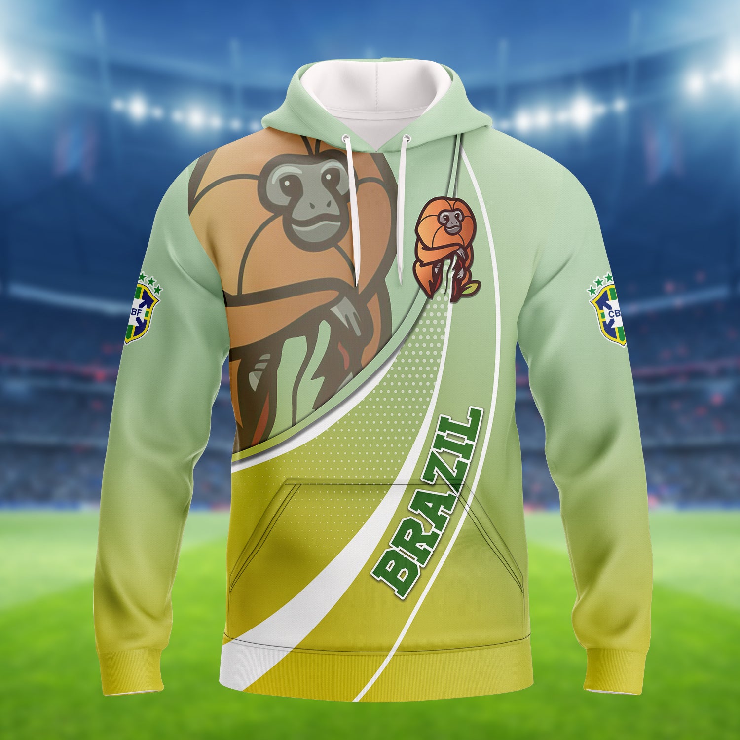 Brazil Football Fans Golden lion tamarin Design Shirt 3D Printed Tshirt For The Brazil Fans