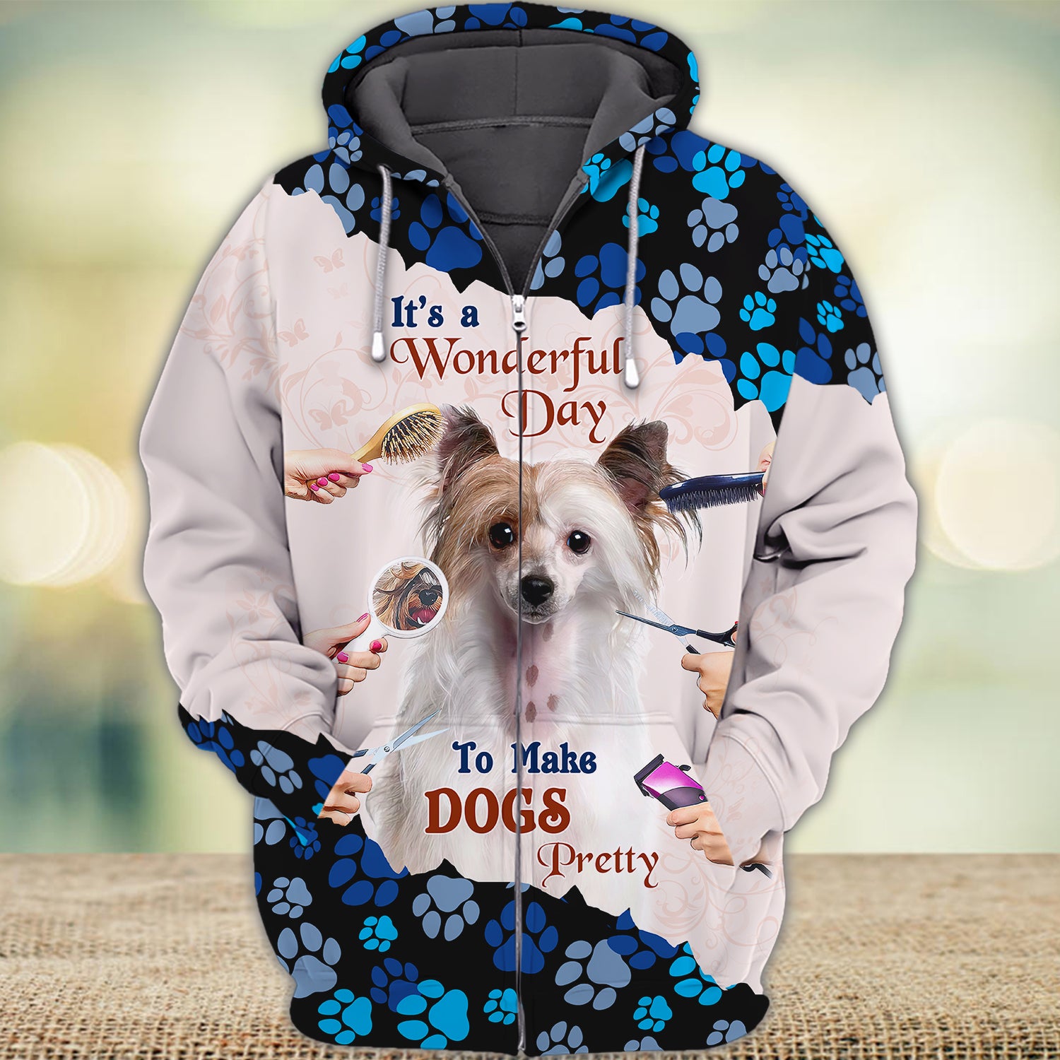 New Version Paw Pet Groomer Uniform Blue Salon Pet Groomer Personalized Name 3D Tshirt 1012