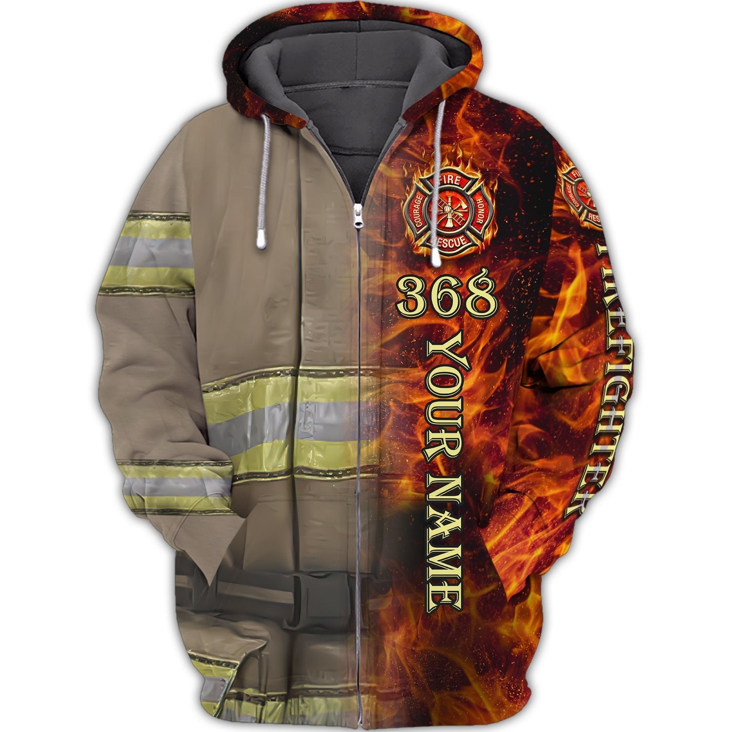 Firefighter - Personalized Name 3D Zipper Hoodie 368 - TD96