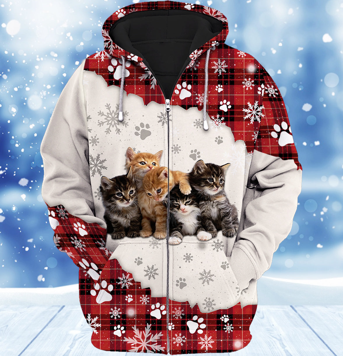 Cat and Snow 3D Full Print Shirts Cats Shirts NBTT