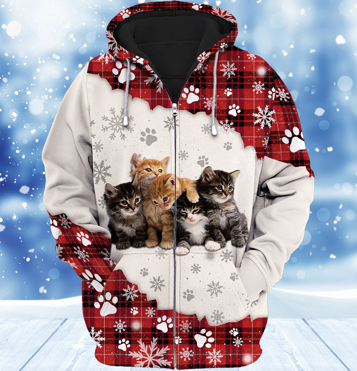 Cat and Snow 3D Full Print Shirts Cats Shirts NBTT - HKM