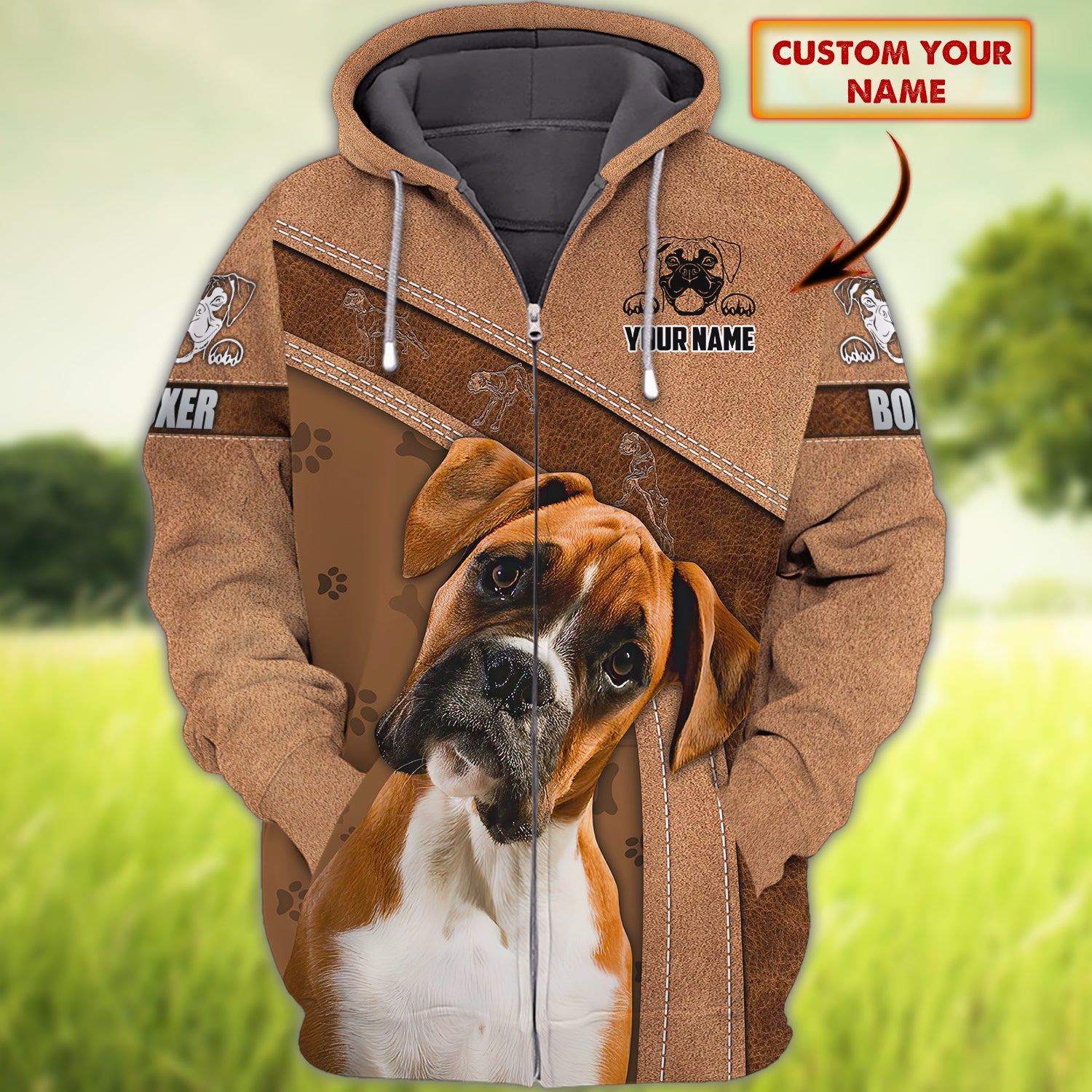 Boxer - Personalized Name 3D Zipper hoodie - TAD 171