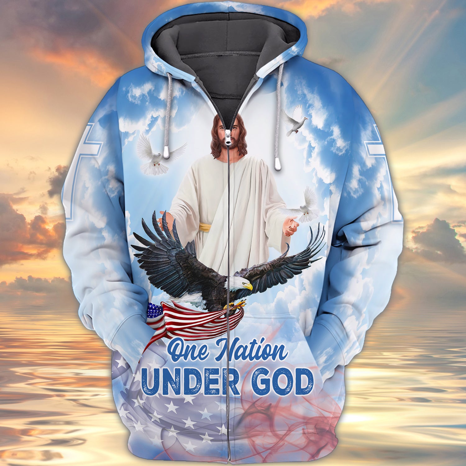One nation under god 3d full print shirt gift for christian 1859 htv