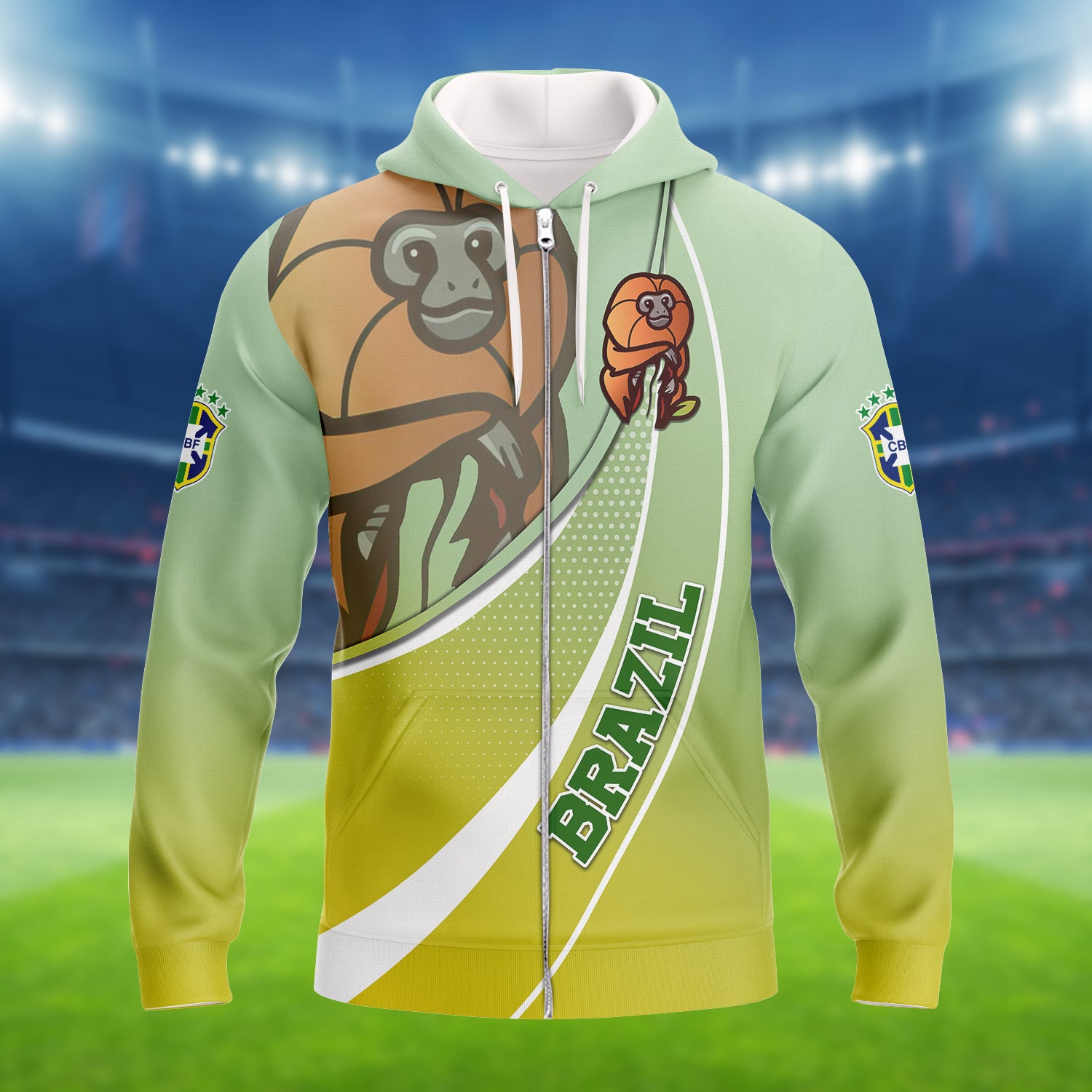 Brazil Football Fans Golden lion tamarin Design Shirt 3D Printed Tshirt For The Brazil Fans