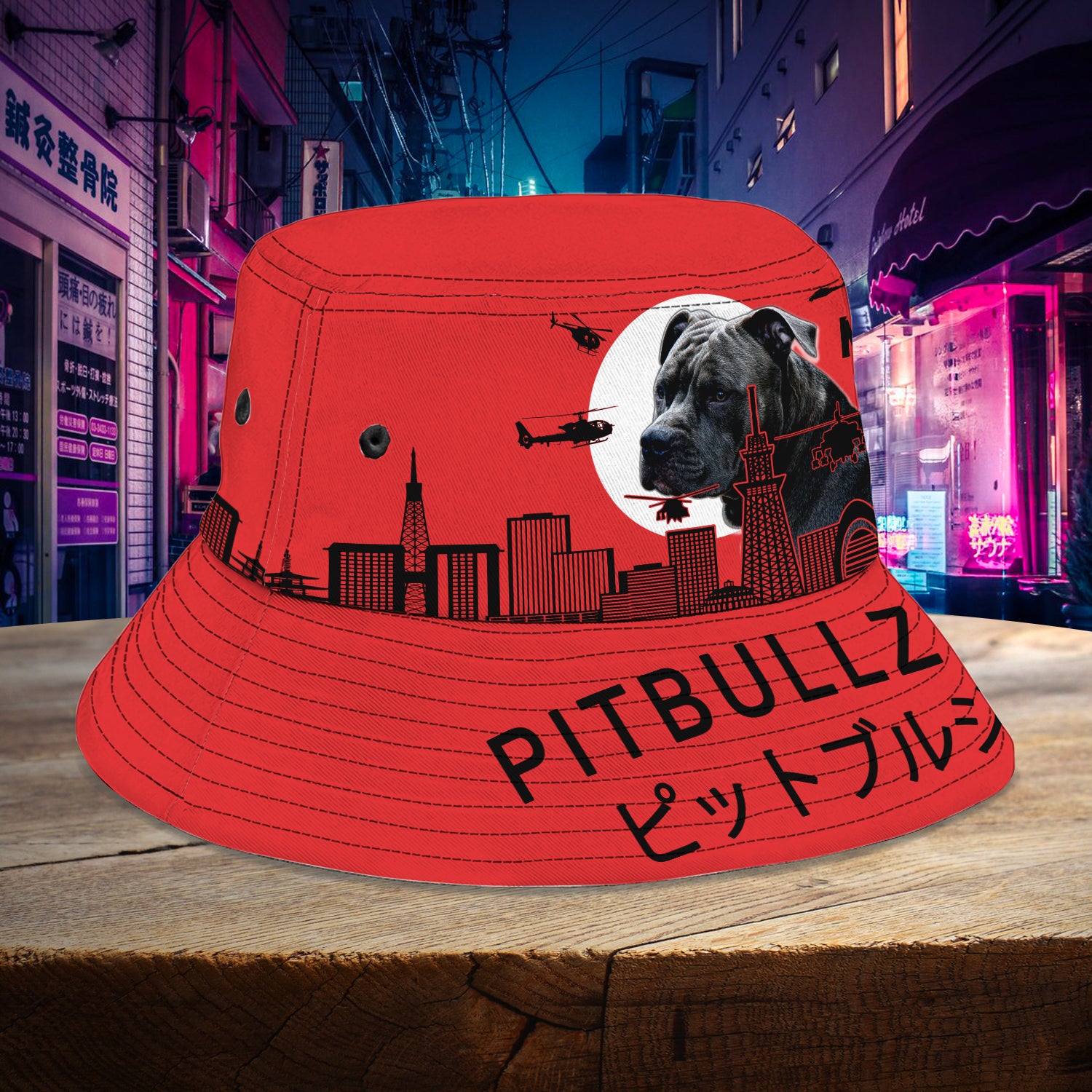 Pitbullzilla-Custom Bucket Hat - Loop - T2k-190