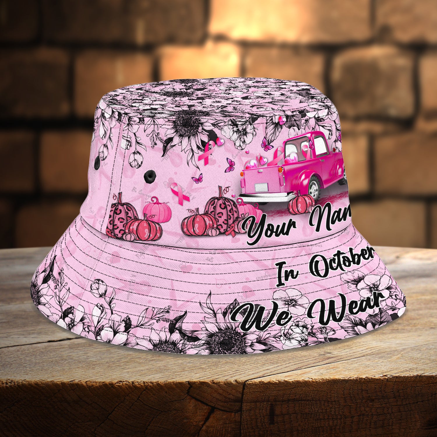 Custom Bucket Hat - Breast Cancer - HN95 - Light Pink Version