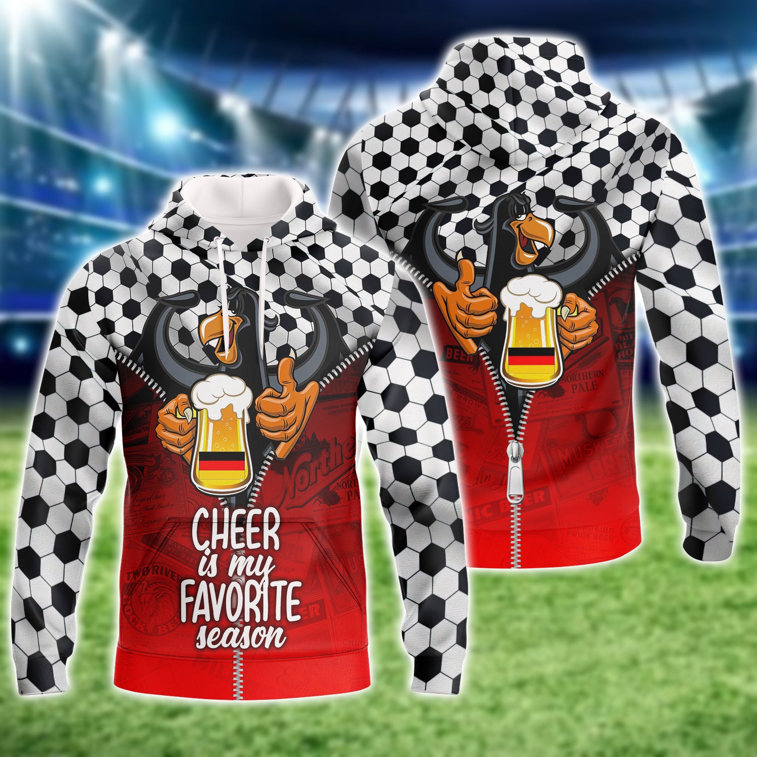 Cheer Is My Favorite SeaSon, Germany's Love Of Football, Eagle And Beer Graphic Design 3D Printed Tshirt For The Germany Fans