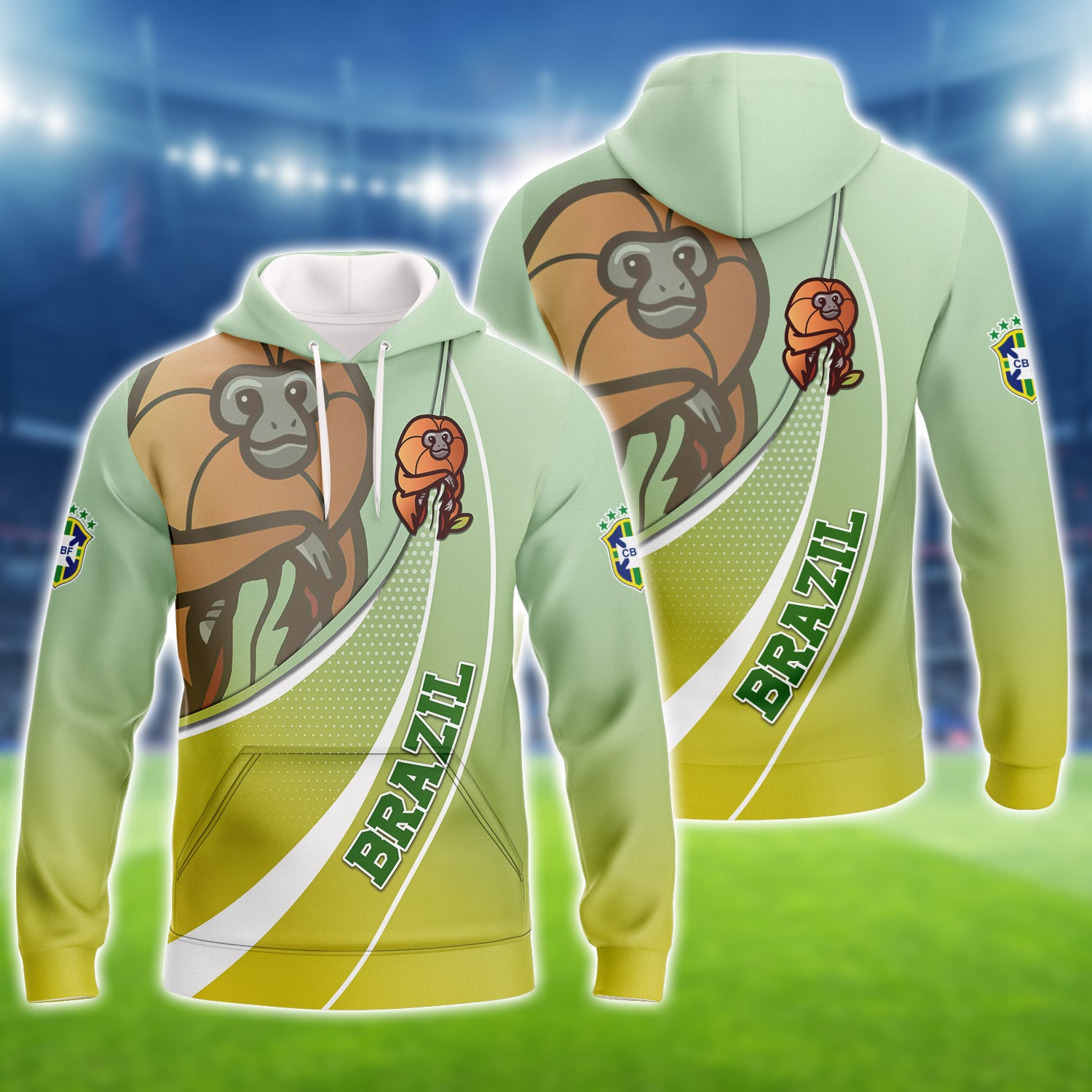 Brazil Football Fans Golden lion tamarin Design Shirt 3D Printed Tshirt For The Brazil Fans