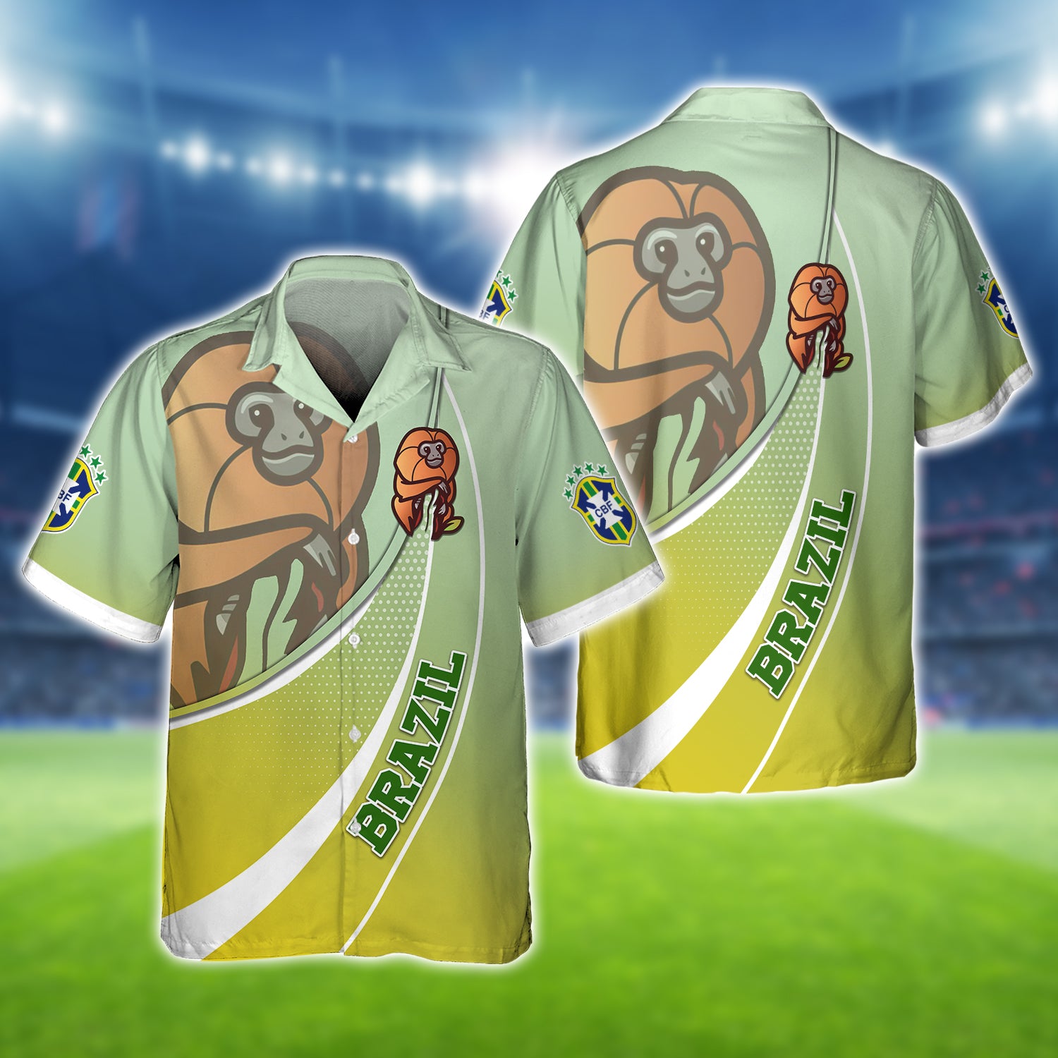 Brazil Football Fans Golden lion tamarin Design Shirt 3D Printed Tshirt For The Brazil Fans