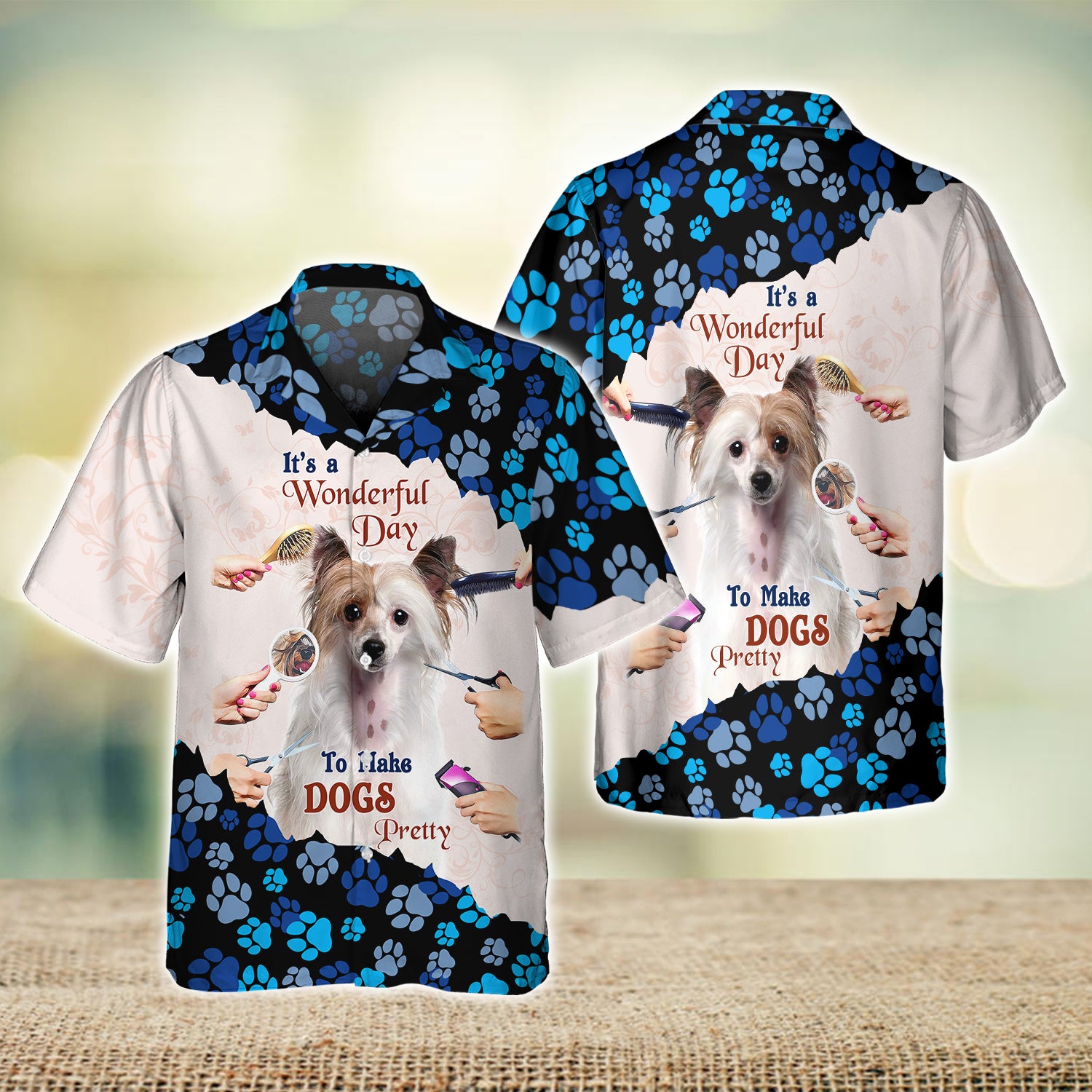 New Version Paw Pet Groomer Uniform Blue Salon Pet Groomer Personalized Name 3D Tshirt 1012