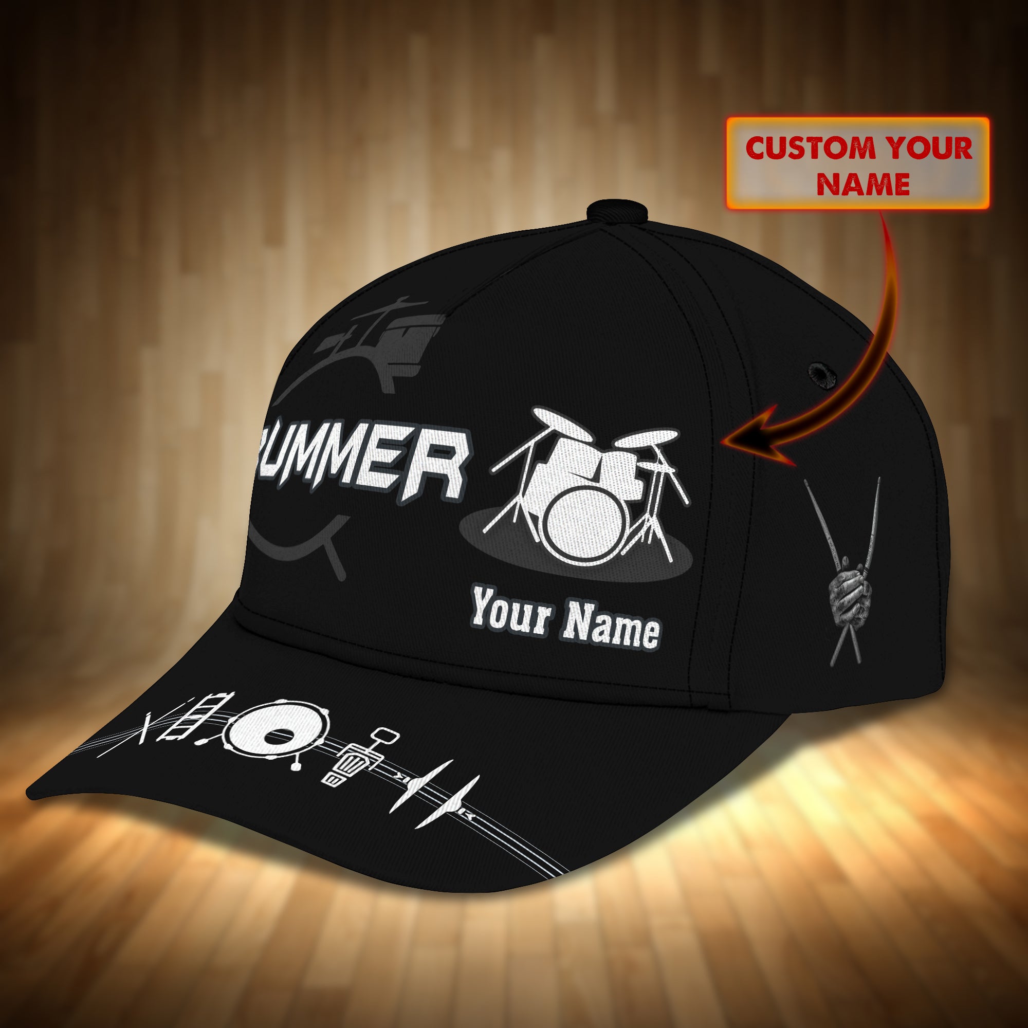 Drummer Personalized Name Cap 15 RinC