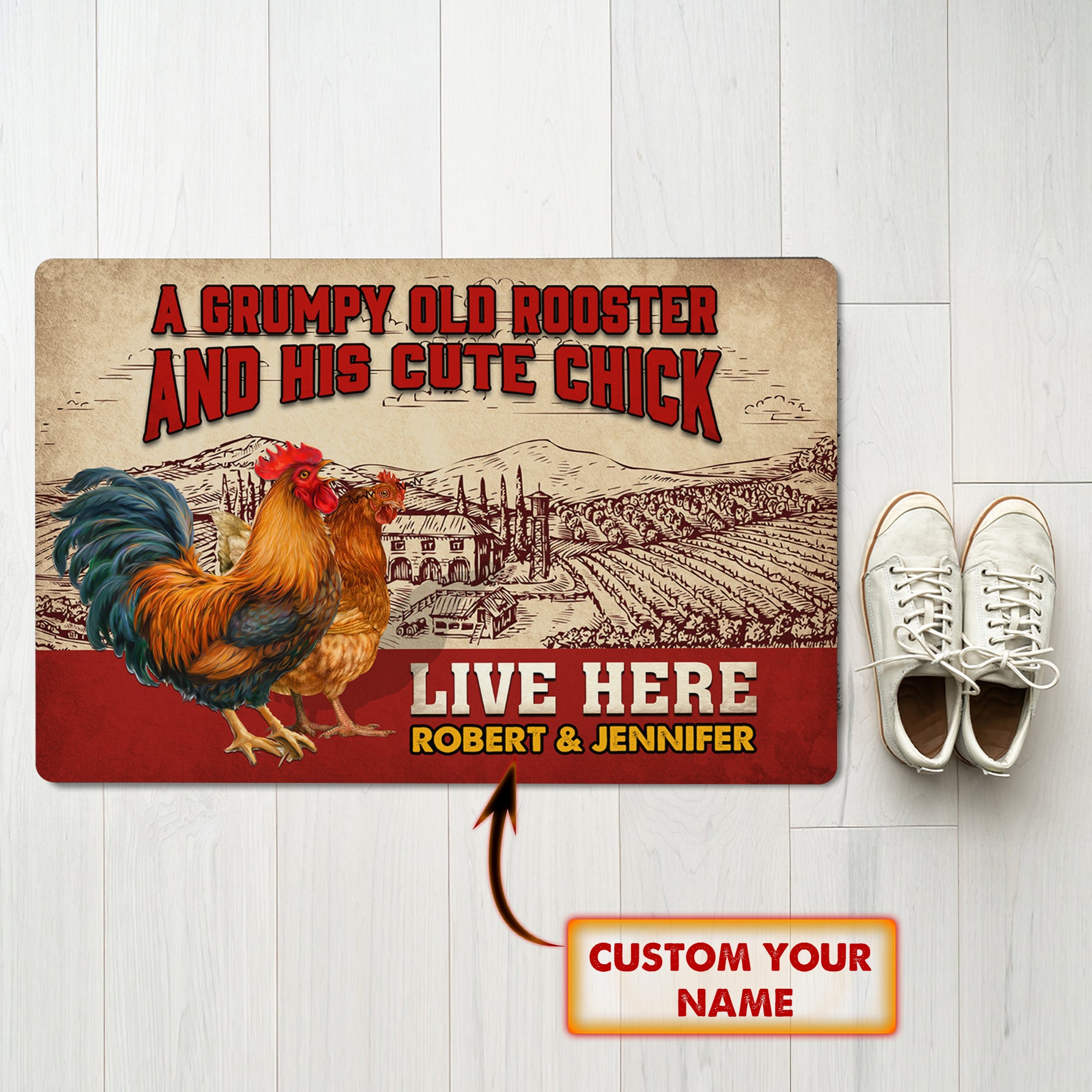 NA93 - DOORMAT - GRUMPY ROOSTER 93