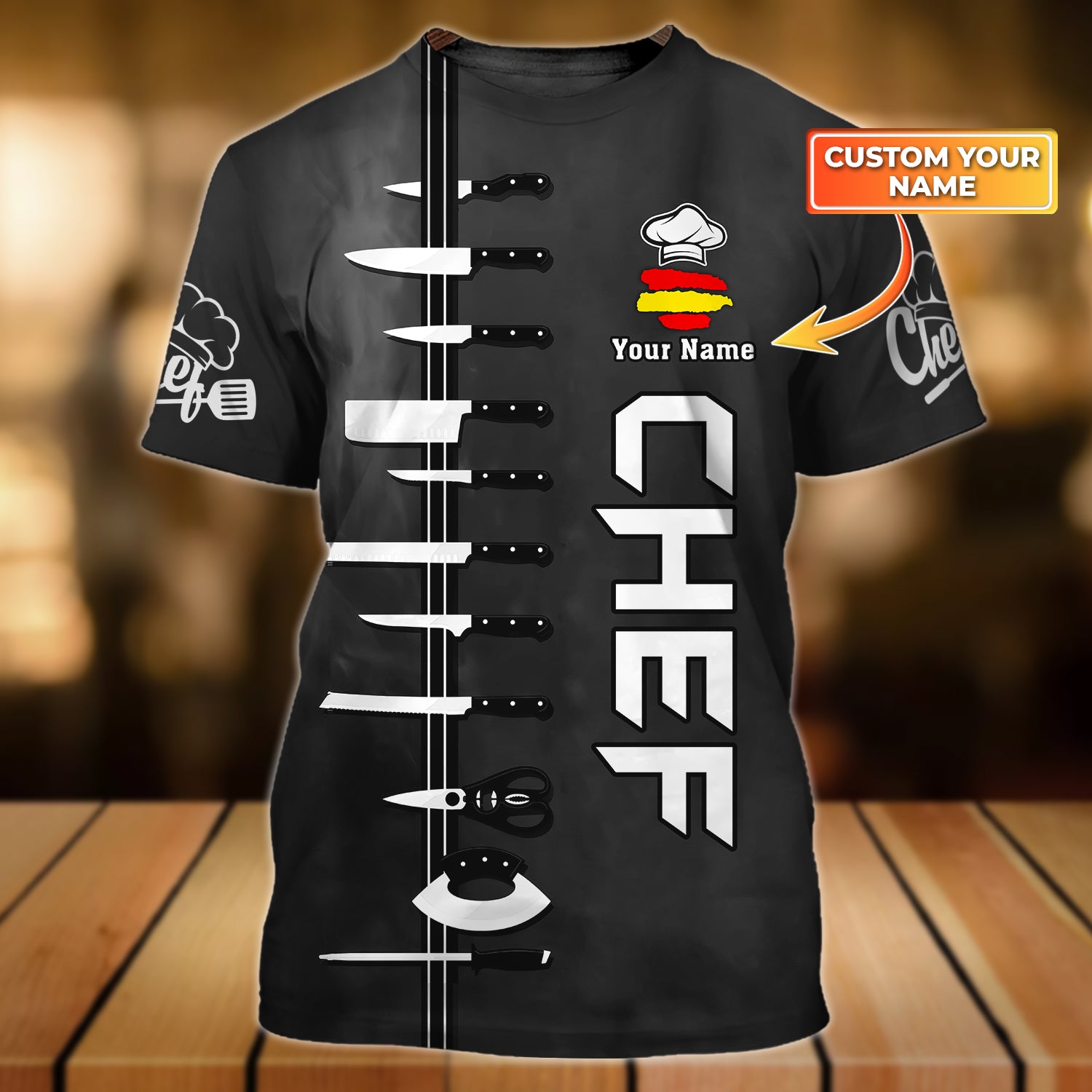 Chef, Personalized Name 3D Tshirt 25 (Spain), RINC98