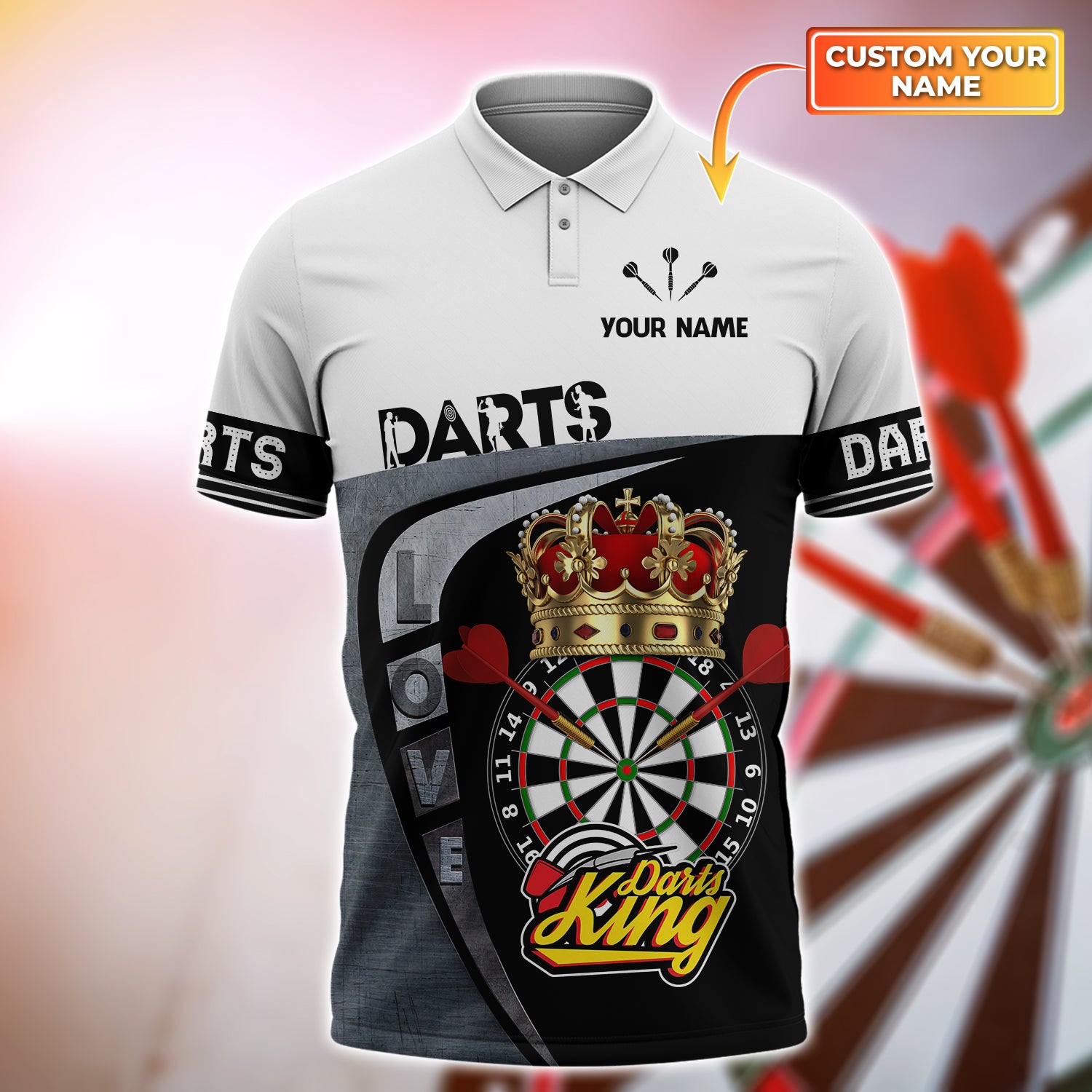 Darts 04 -  Personalized Name 3D Polo Shirt - DAT93