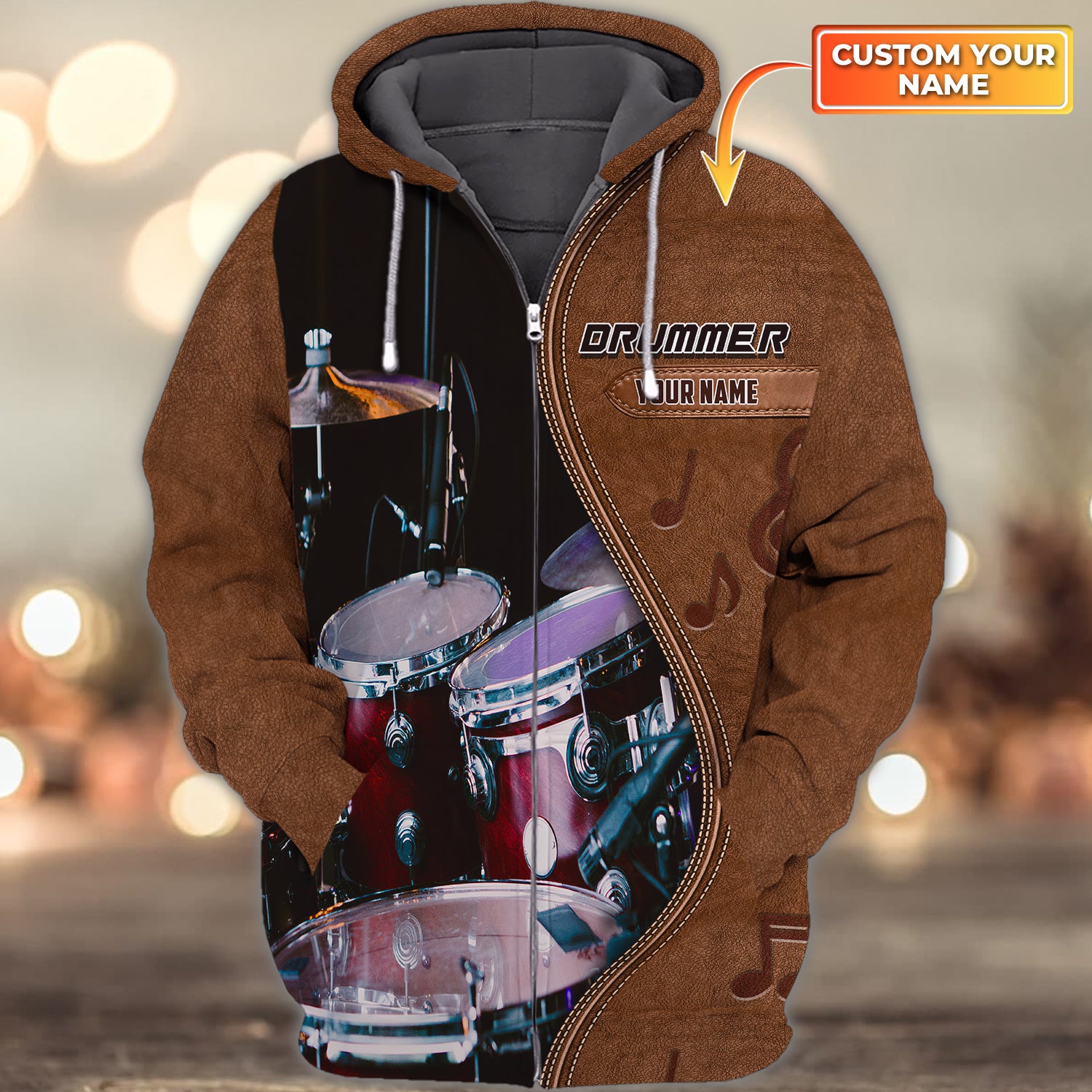 Drum, Drumer - Personalized Name 3D Zipper hoodie 09 - HN95
