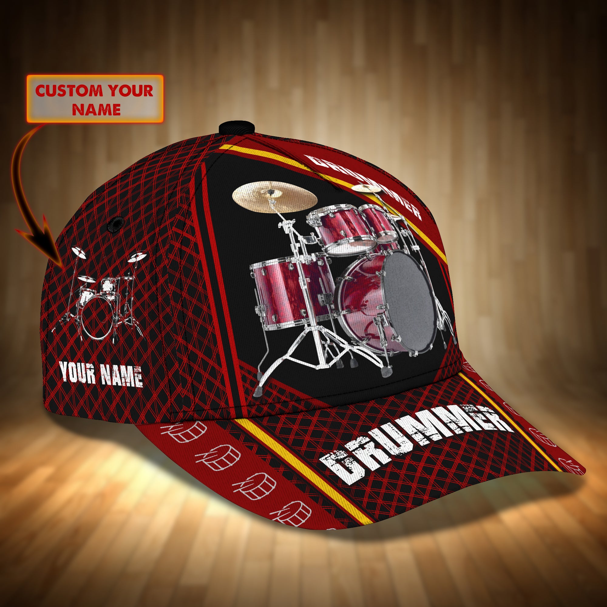 Red Drum Drummer Personalized Name Cap 14 RinC