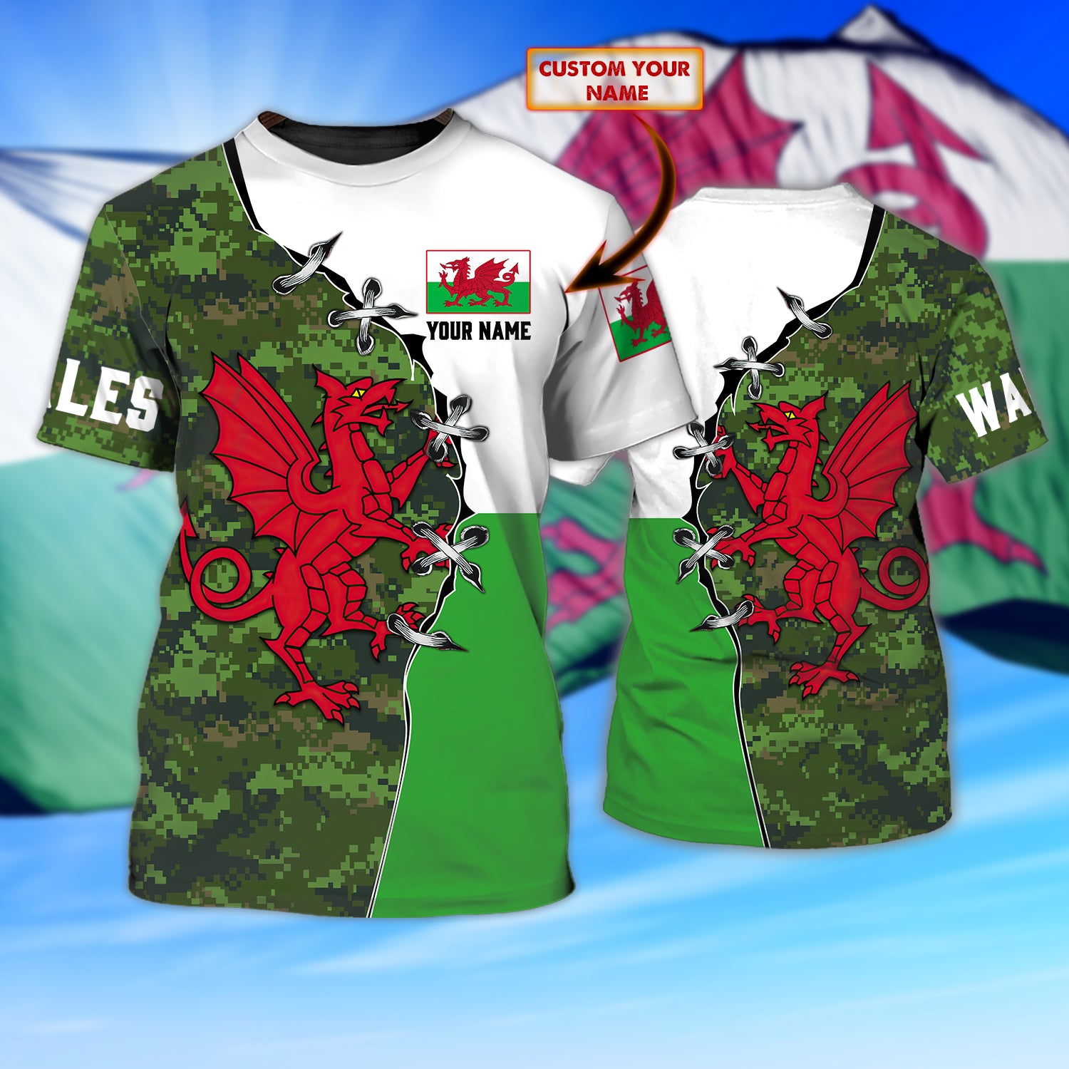Wales - Cymru 061 - Cymru - Personalized Name 3D Tshirt - DAT93