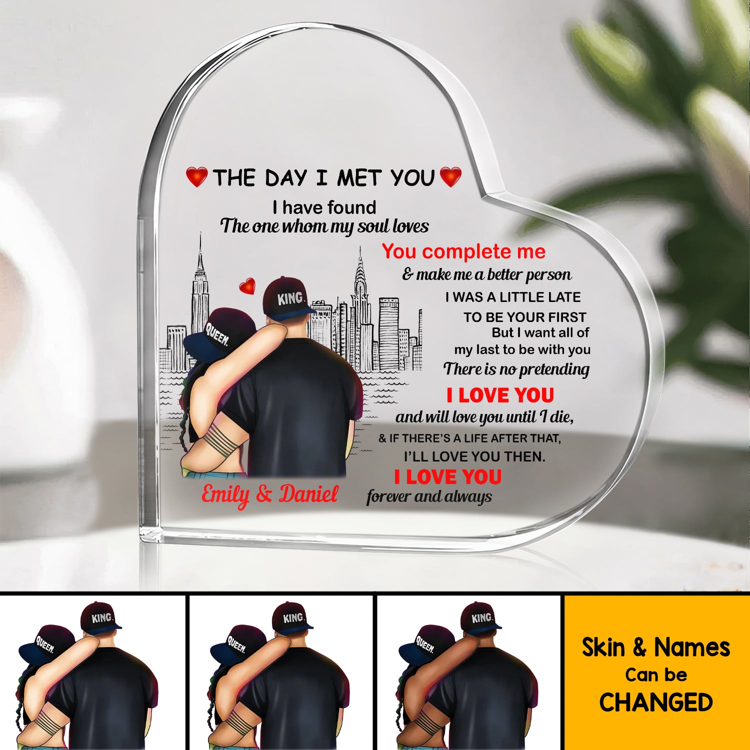 Personalized Couple The Day I Met You Custom Heart Shaped Acrylic Plaque