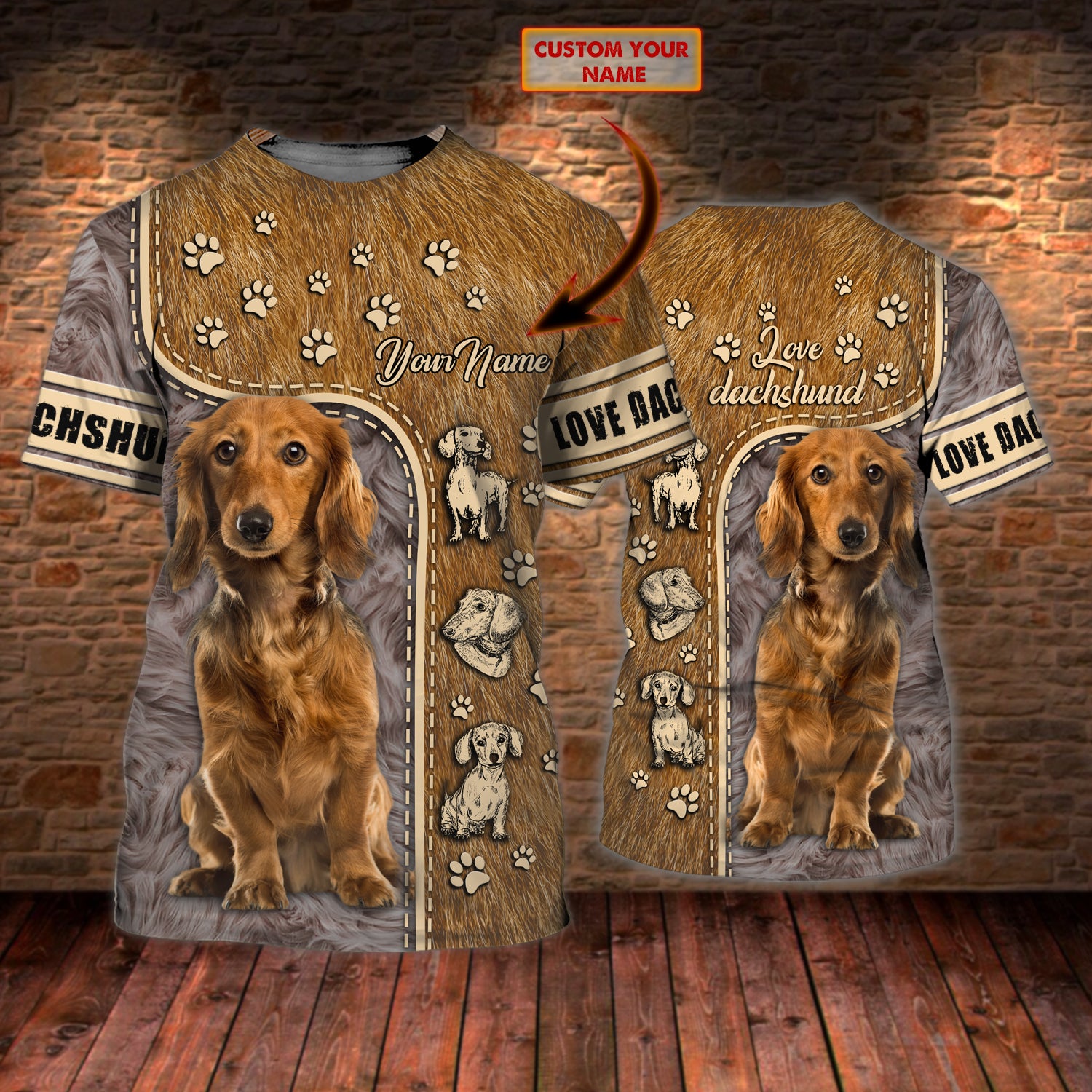 DACHSHUND1 - Personalized Name 3D T Shirt - BY97