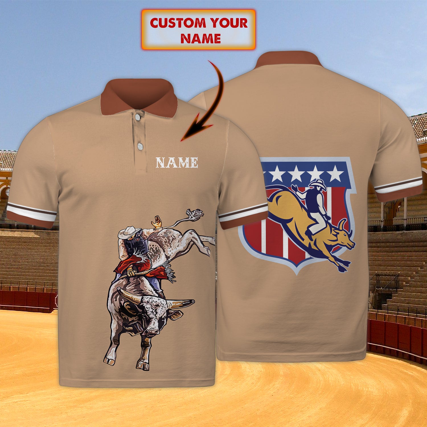 Rodeo - Personalized Name 3D Polo Shirt - Dp98 - Dp341