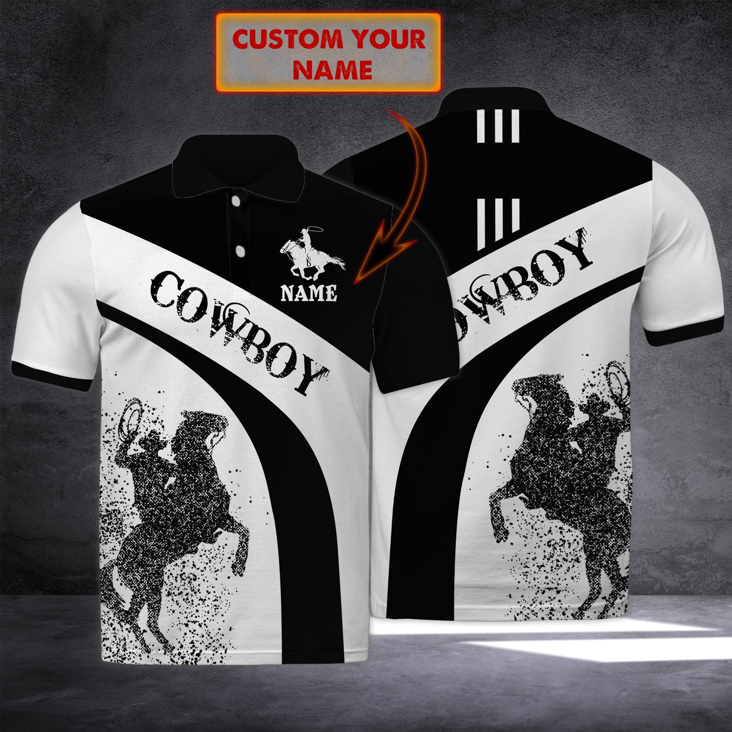 Cow Boy - Personalized Name 3D Polo Shirt -Loop- Ntp-241
