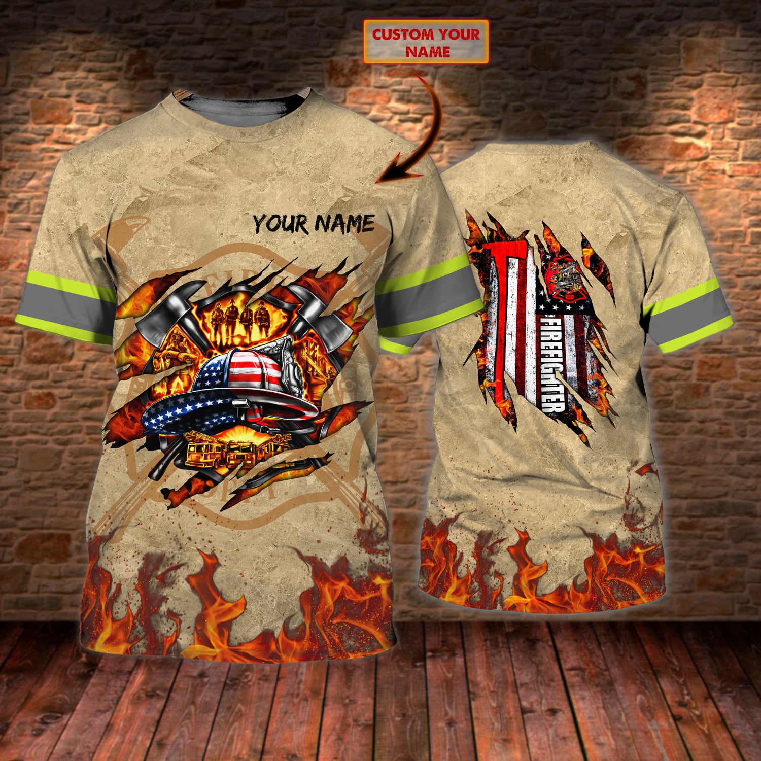 Super Firefighter- Personalized Name 3D T Shirt- Lta98 04