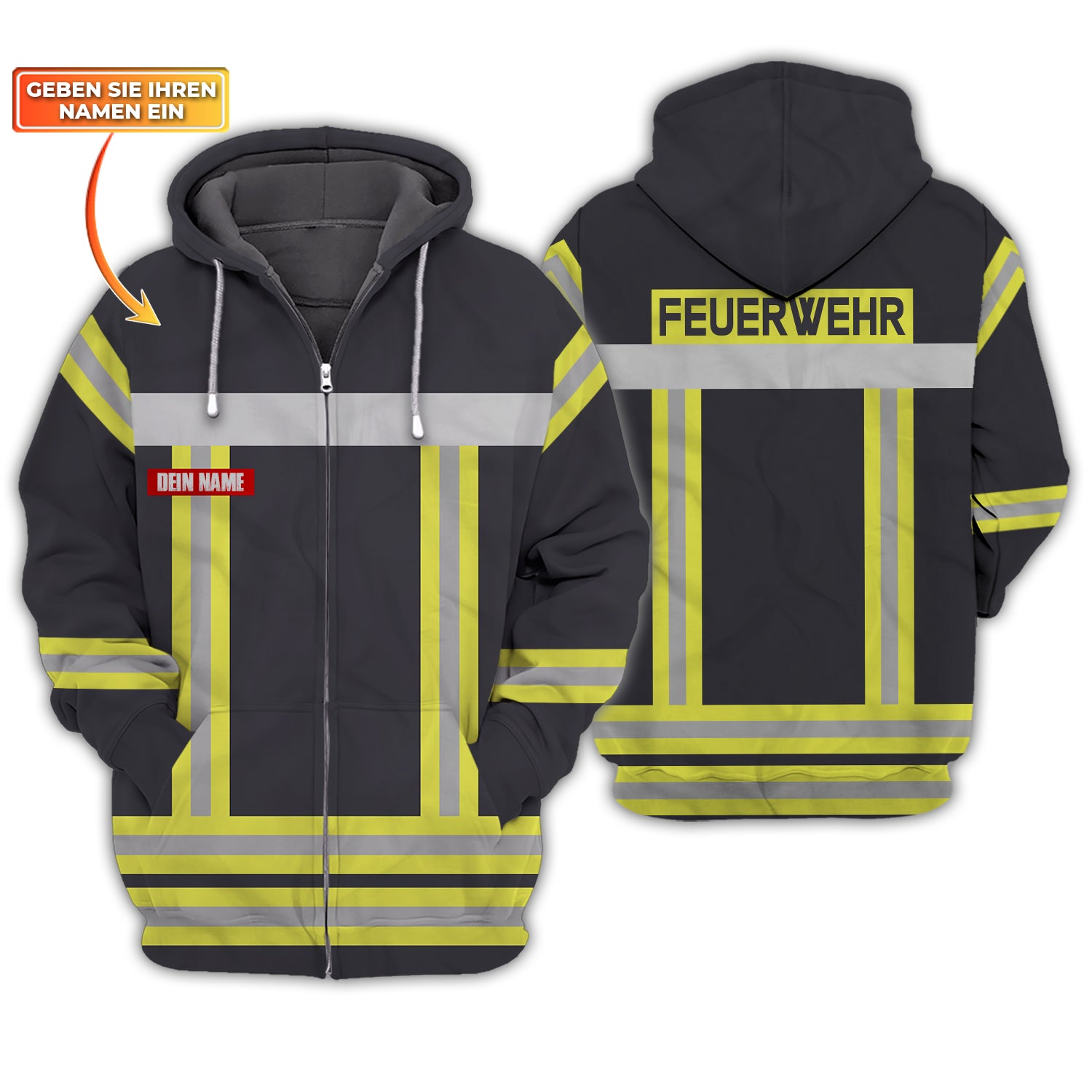 Feuerwehr - Personalized Name 3D Zipper Hoodie 09 - CV98