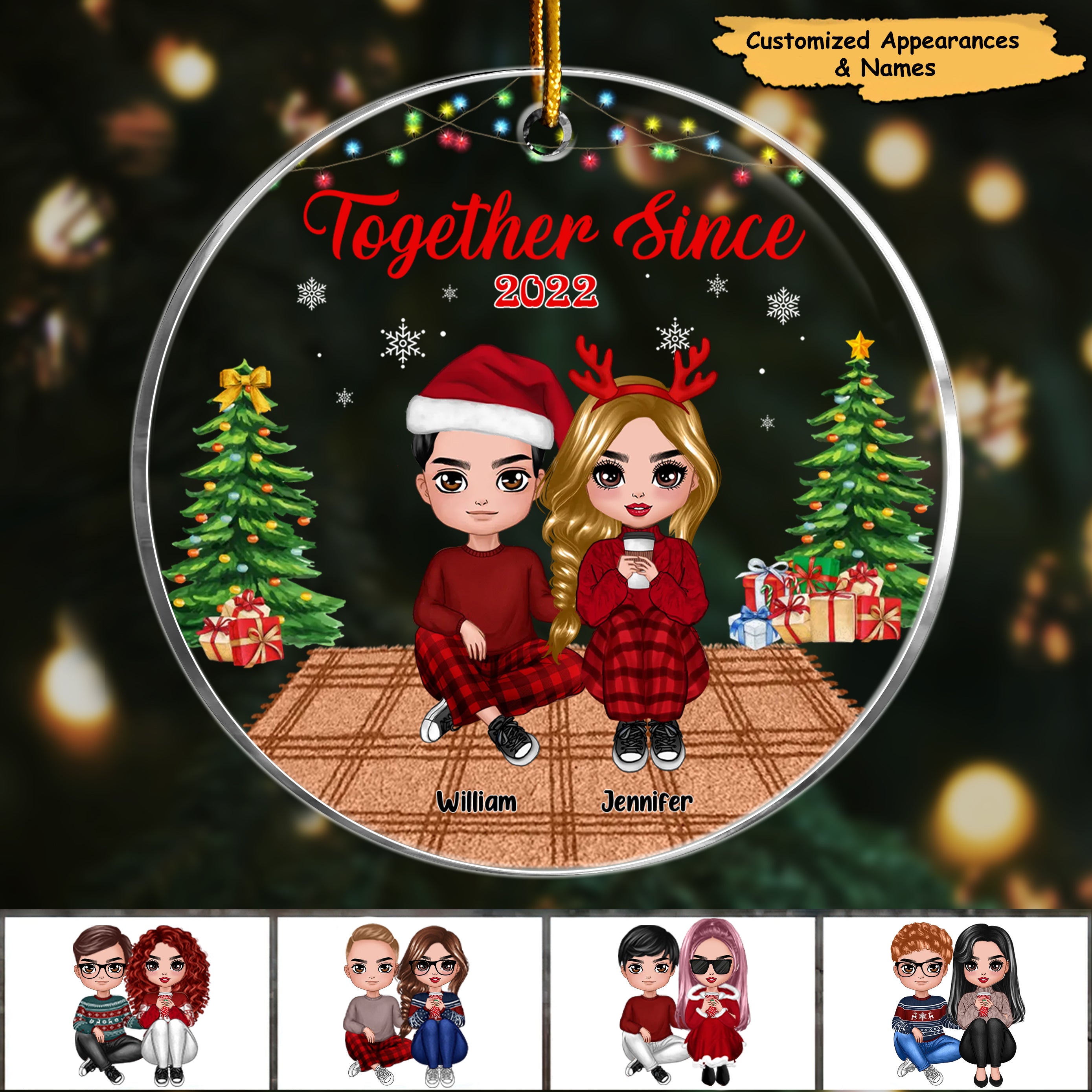 Together Since Couple In Snow Globe Personalized Acrylic Ornament