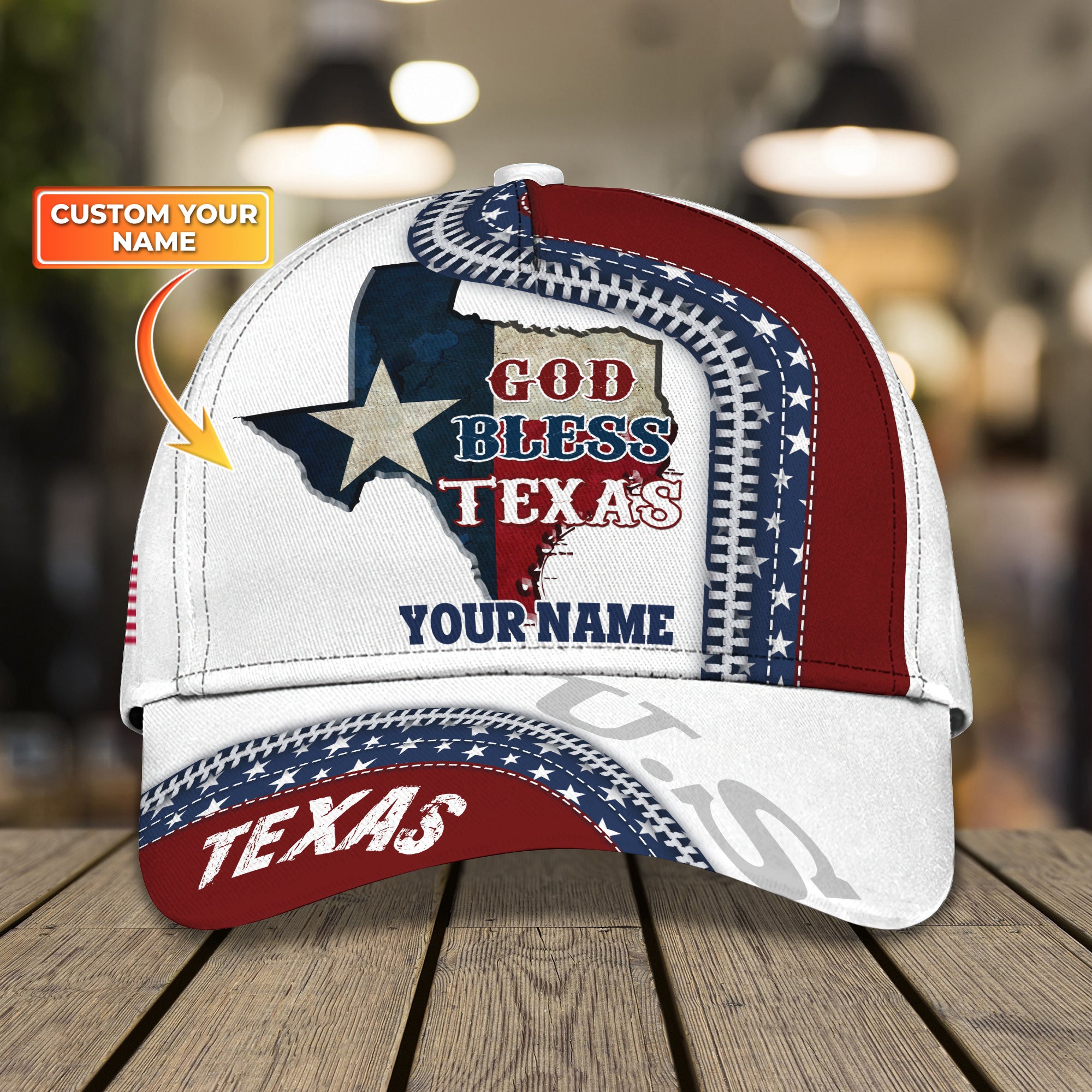 God Bless Texas - Personalized Name Cap 51 - Tad