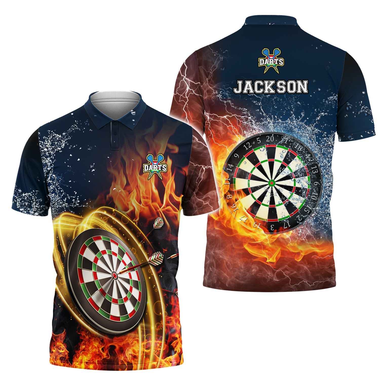 Dart On Fire  - Personalized Name 3D Polo Shirt - QB95 - 14 - HKM