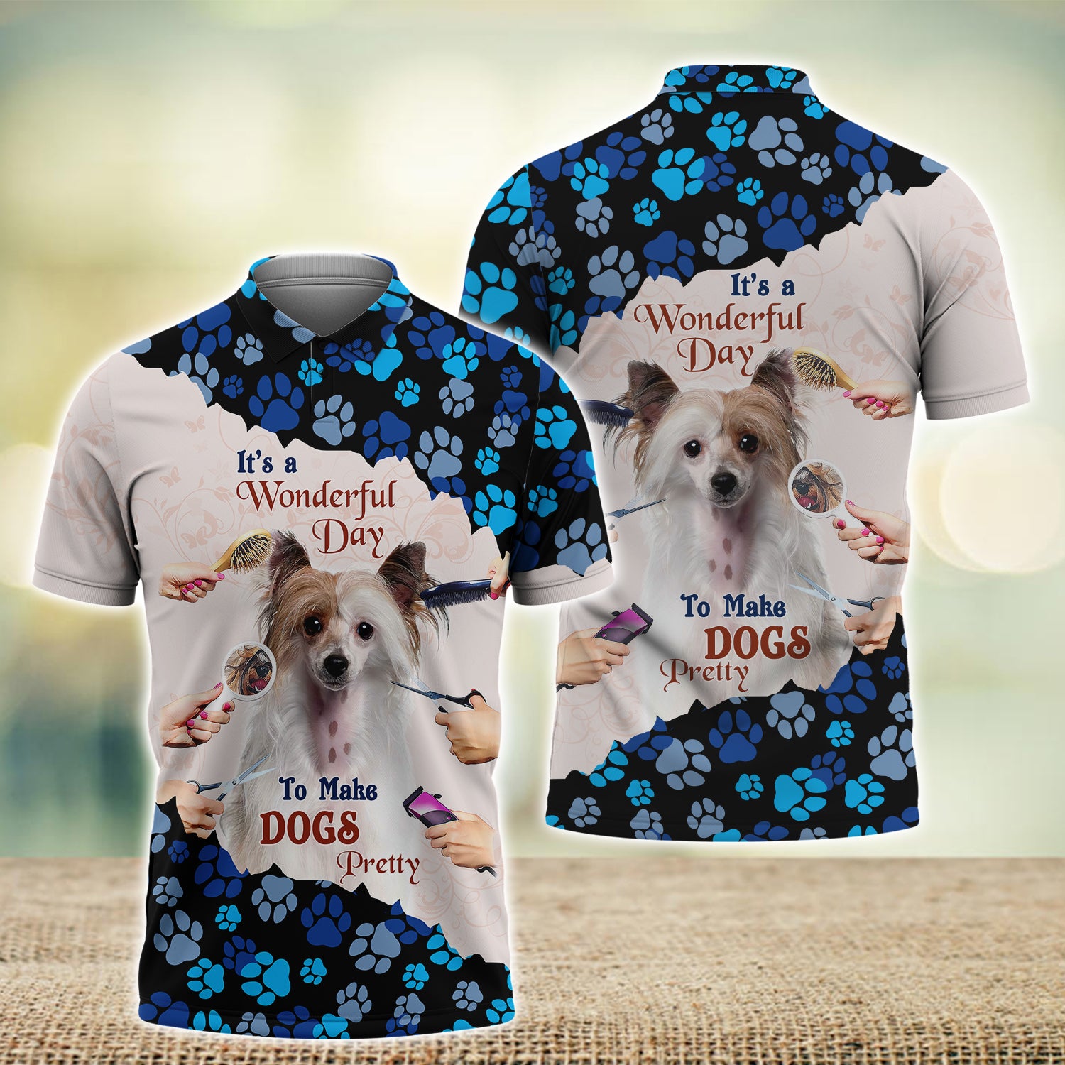 New Version Paw Pet Groomer Uniform Blue Salon Pet Groomer Personalized Name 3D Tshirt 1012