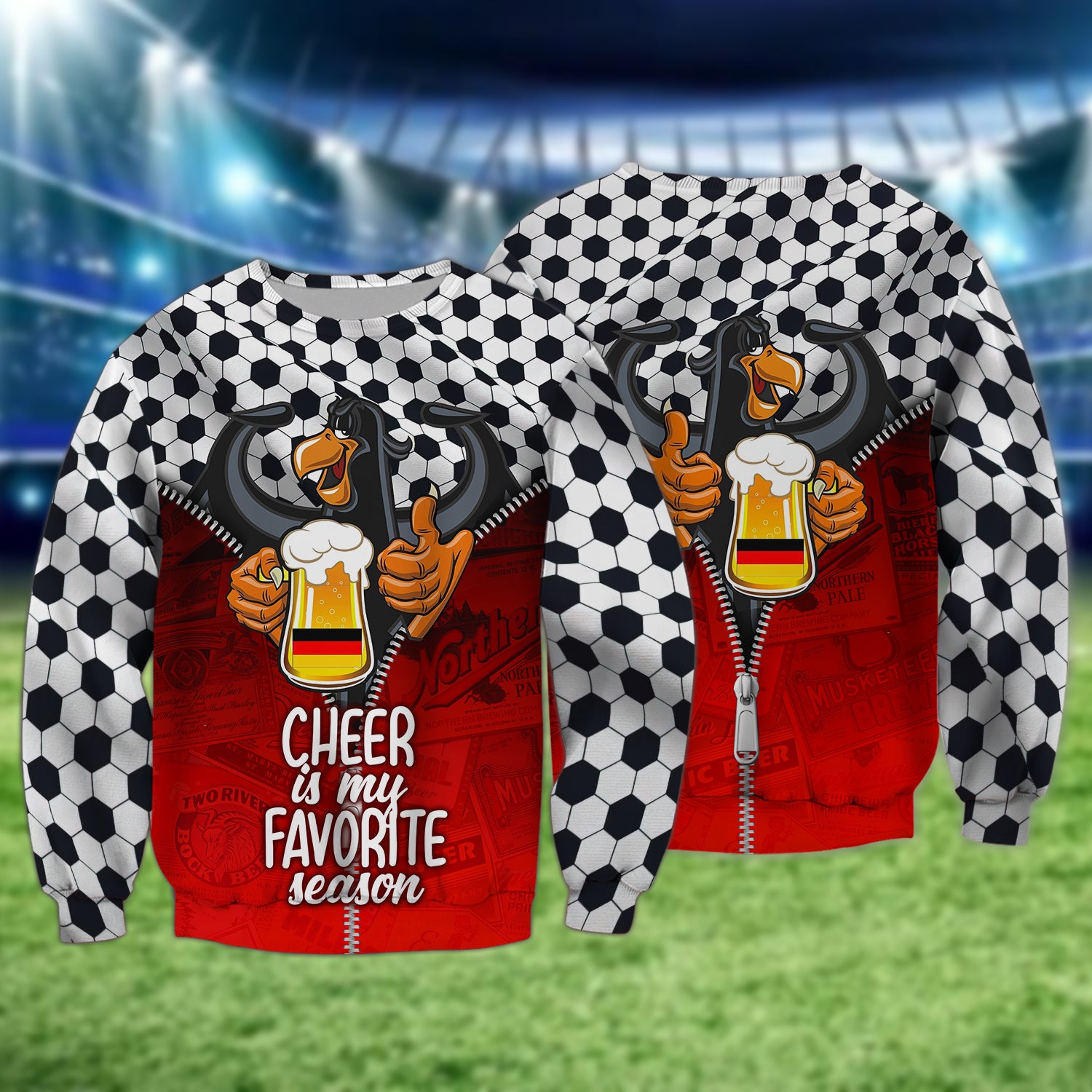 Cheer Is My Favorite SeaSon, Germany's Love Of Football, Eagle And Beer Graphic Design 3D Printed Tshirt For The Germany Fans