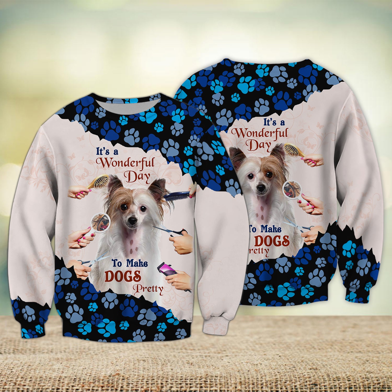 New Version Paw Pet Groomer Uniform Blue Salon Pet Groomer Personalized Name 3D Tshirt 1012