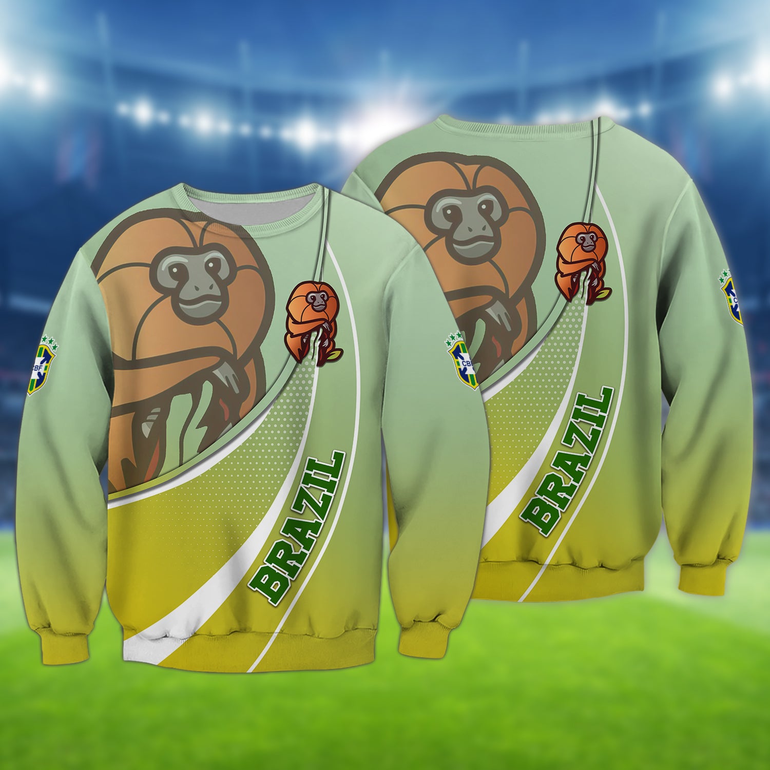Brazil Football Fans Golden lion tamarin Design Shirt 3D Printed Tshirt For The Brazil Fans