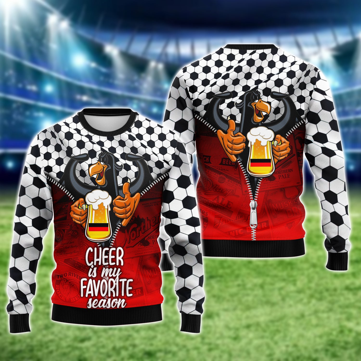 Cheer Is My Favorite SeaSon, Germany's Love Of Football, Eagle And Beer Graphic Design 3D Printed Tshirt For The Germany Fans