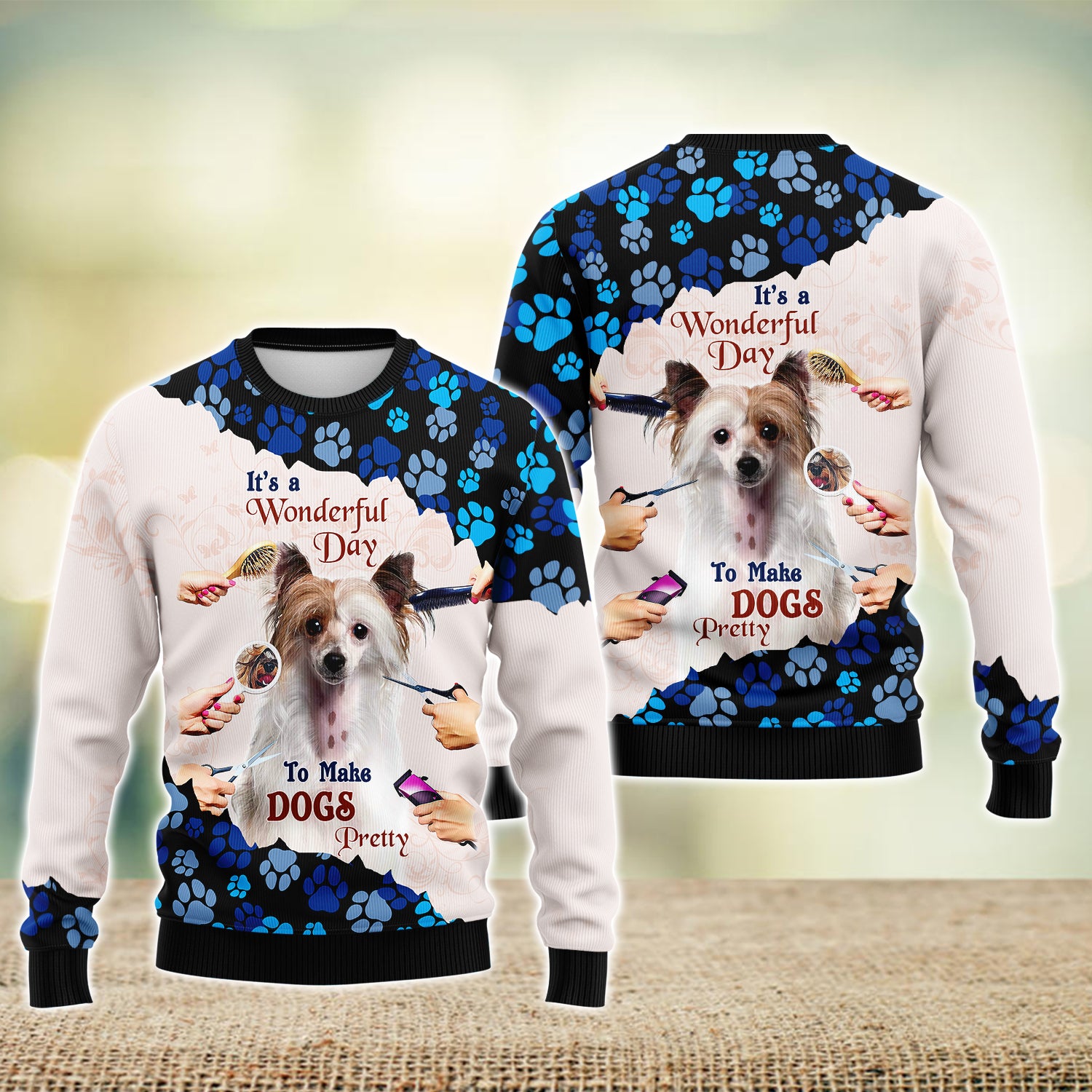 New Version Paw Pet Groomer Uniform Blue Salon Pet Groomer Personalized Name 3D Tshirt 1012