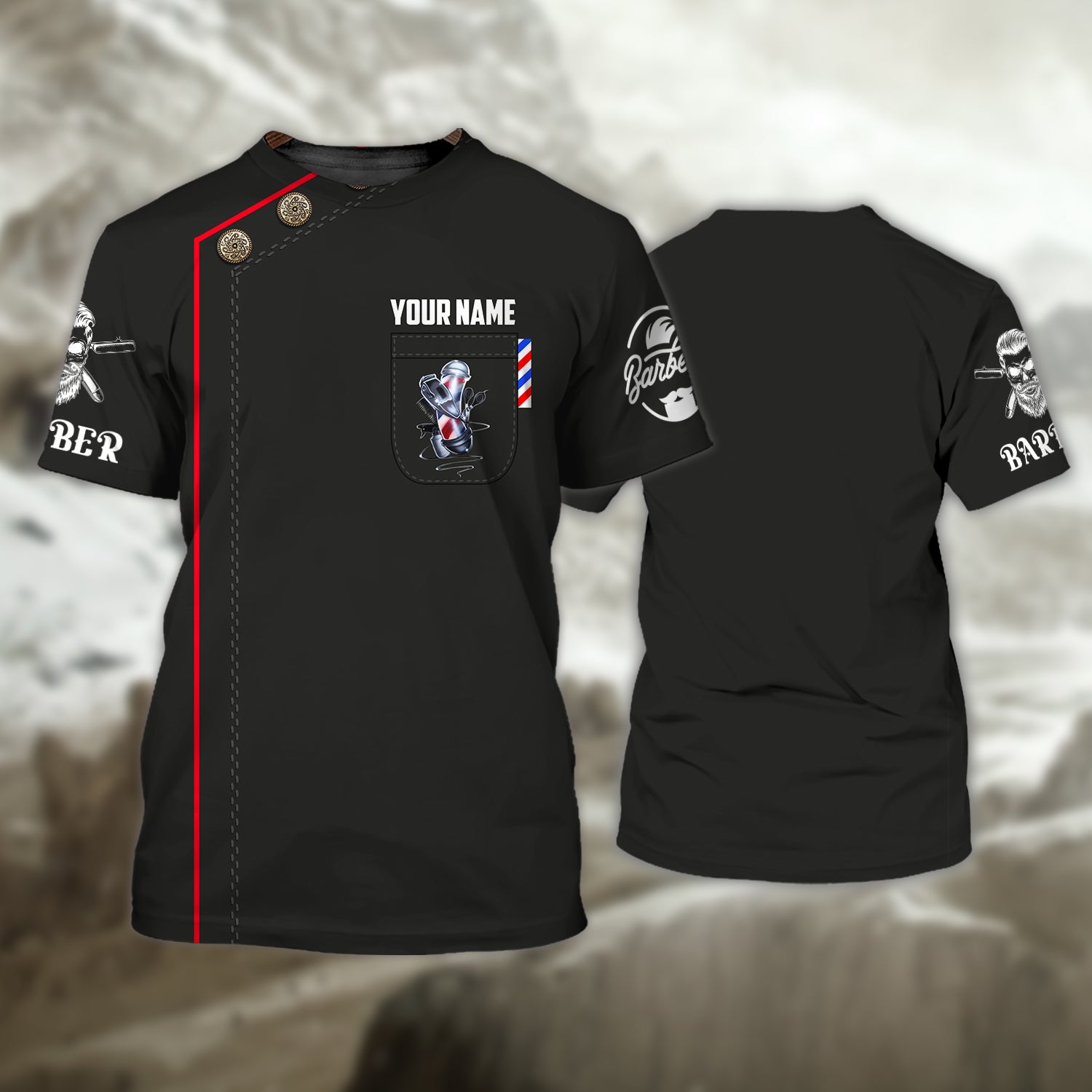 Barber, Personalized Name 3D Tshirt 03