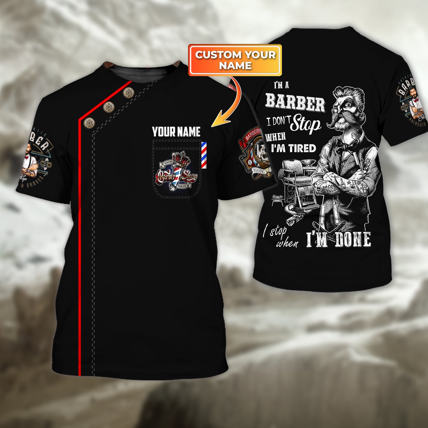 Barber Personalized Name 3D Tshirt 09