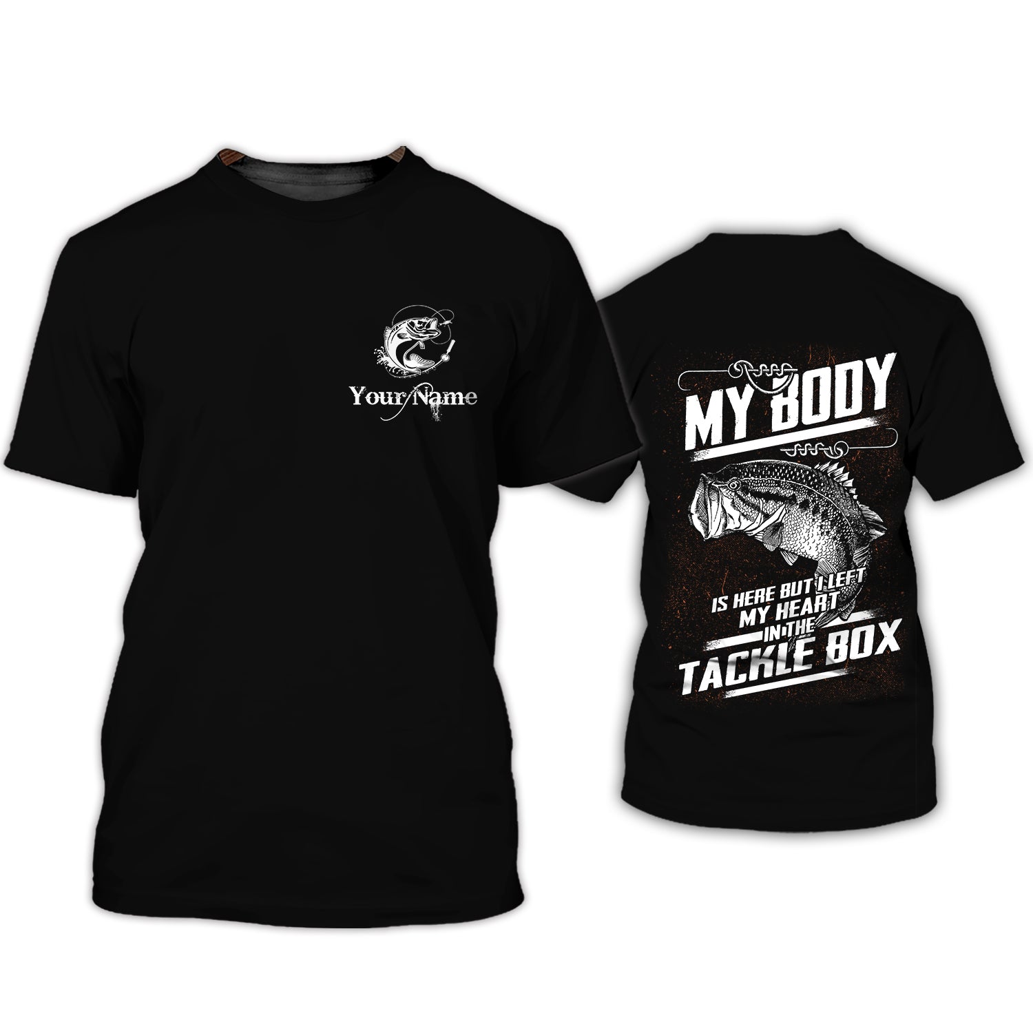 Bass Fishing My Heart In The Tackle Box - Personalized Name 3D Tshirt - QB95