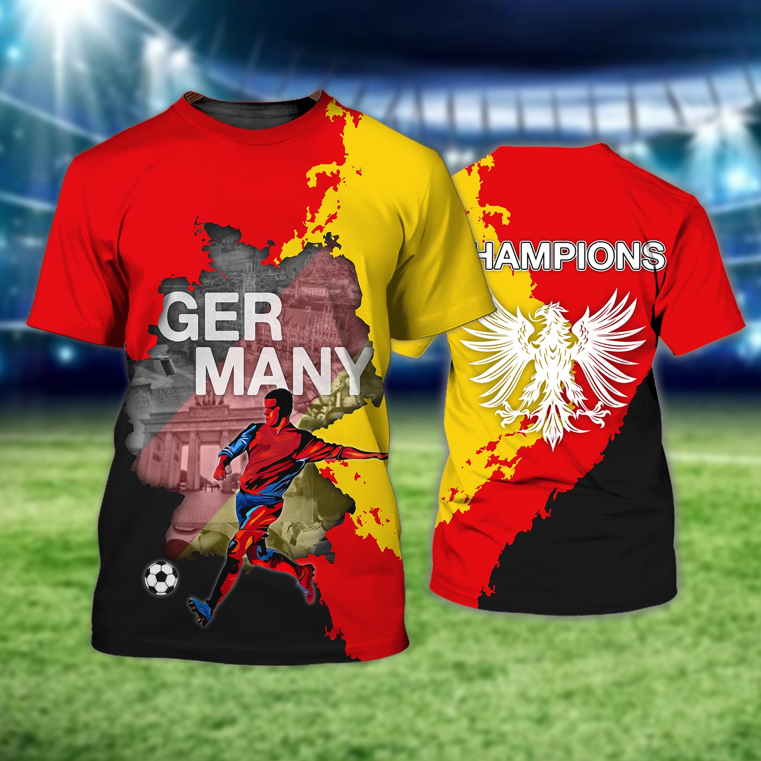 Germany's Love Of Country And Football Graphic Design 3D Printed Tshirt For The Germany Fans