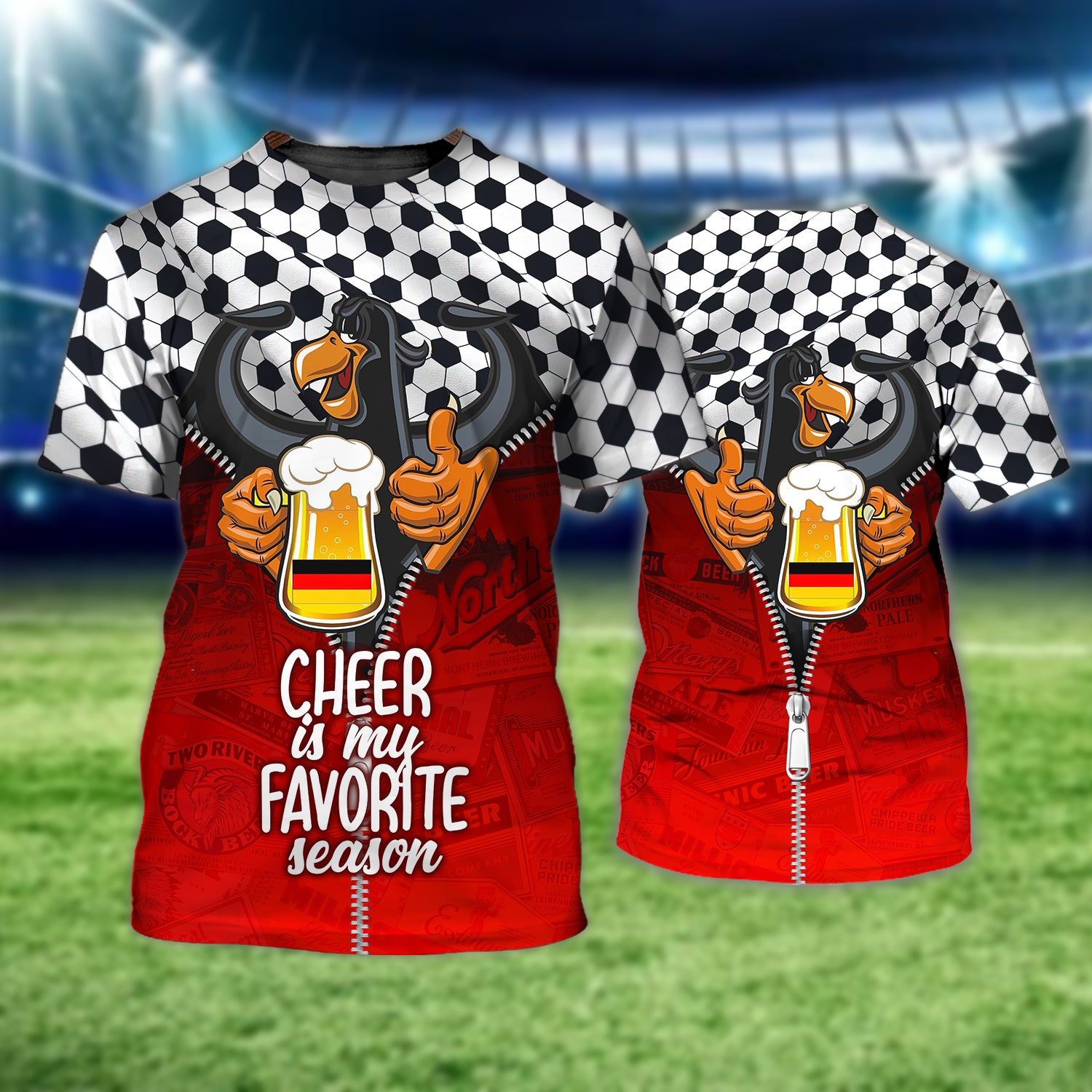 Cheer Is My Favorite SeaSon, Germany's Love Of Football, Eagle And Beer Graphic Design 3D Printed Tshirt For The Germany Fans
