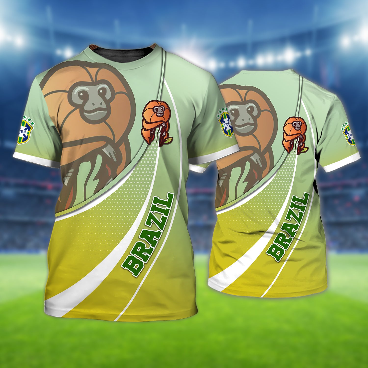 Brazil Football Fans Golden lion tamarin Design Shirt 3D Printed Tshirt For The Brazil Fans