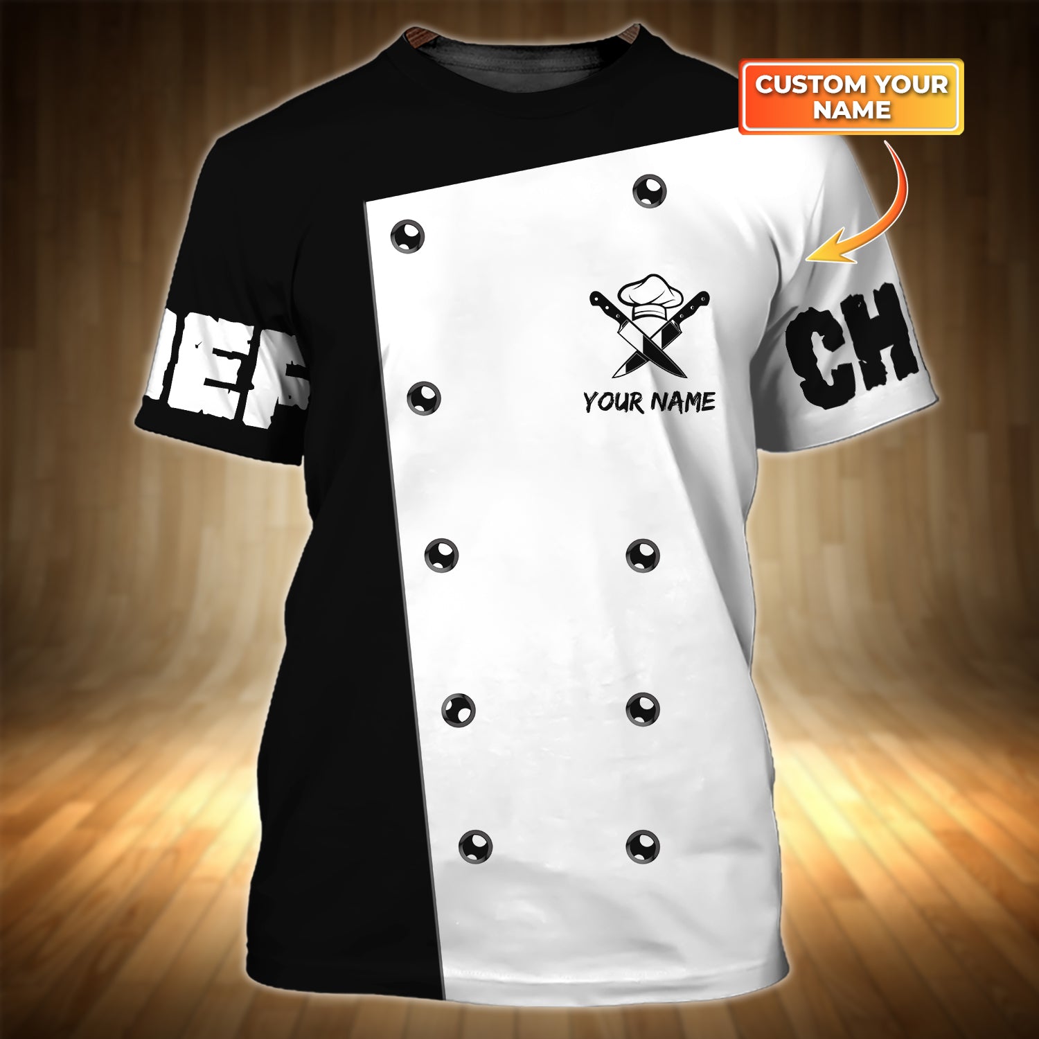 Chef Tshirt Chef 3D All Over Printed Personalized Name 3D Tshirt Gift For Cooks Black & White